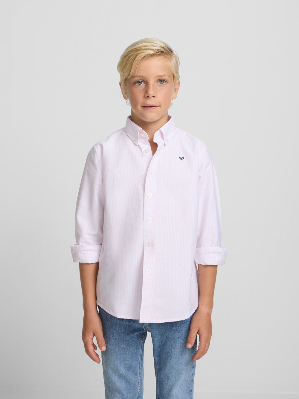Camisa sport kids oxford raqueta rayas rosa