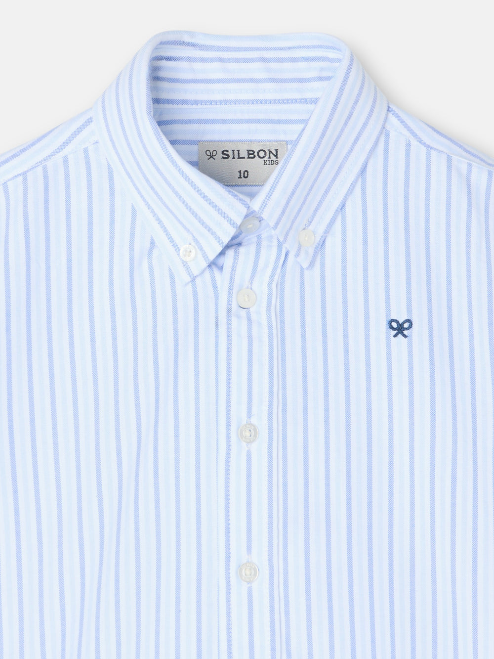 Chemise sport enfant oxford rayures bleu marine