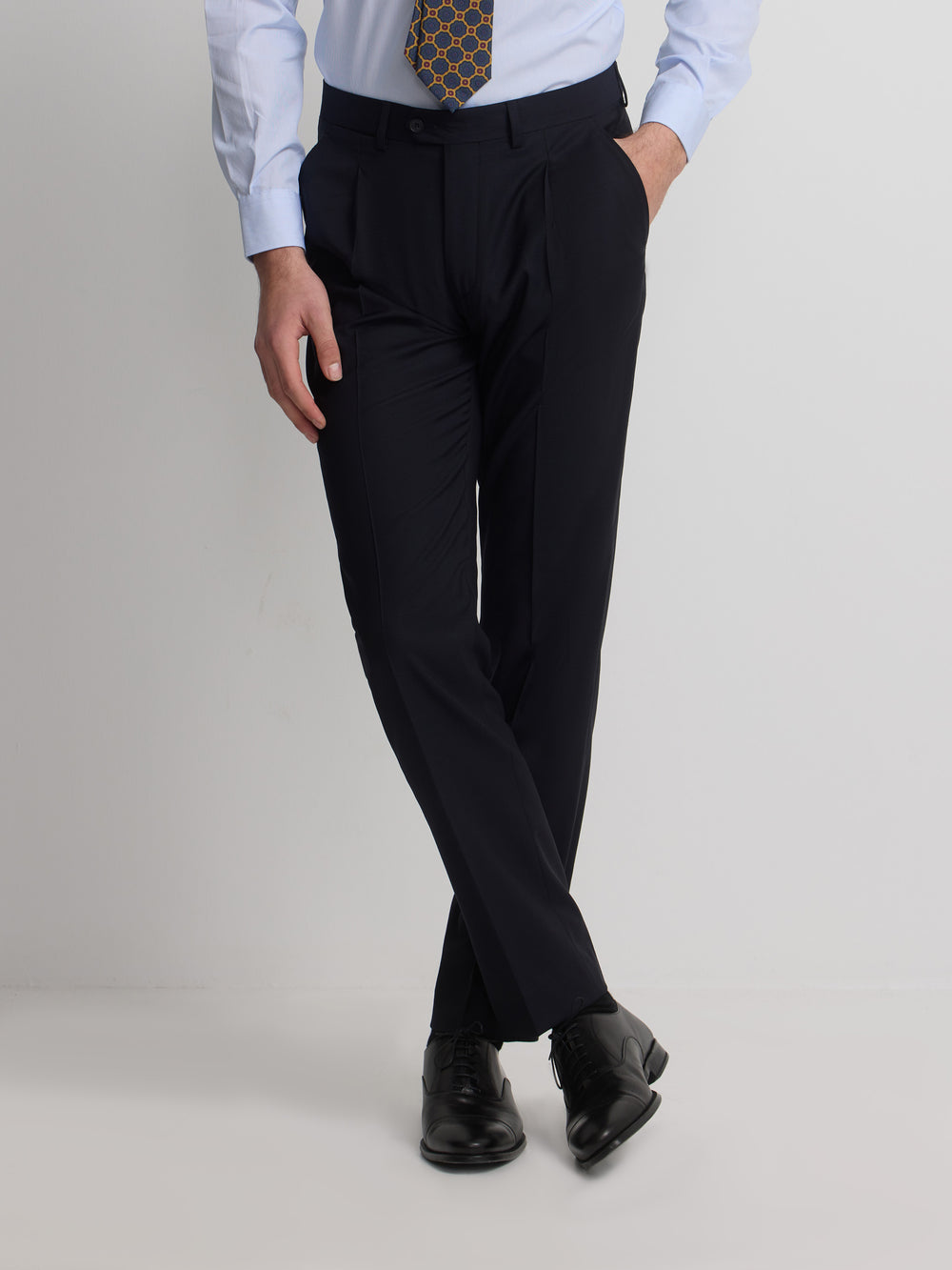 Pantalon traje cruzado stretch navy