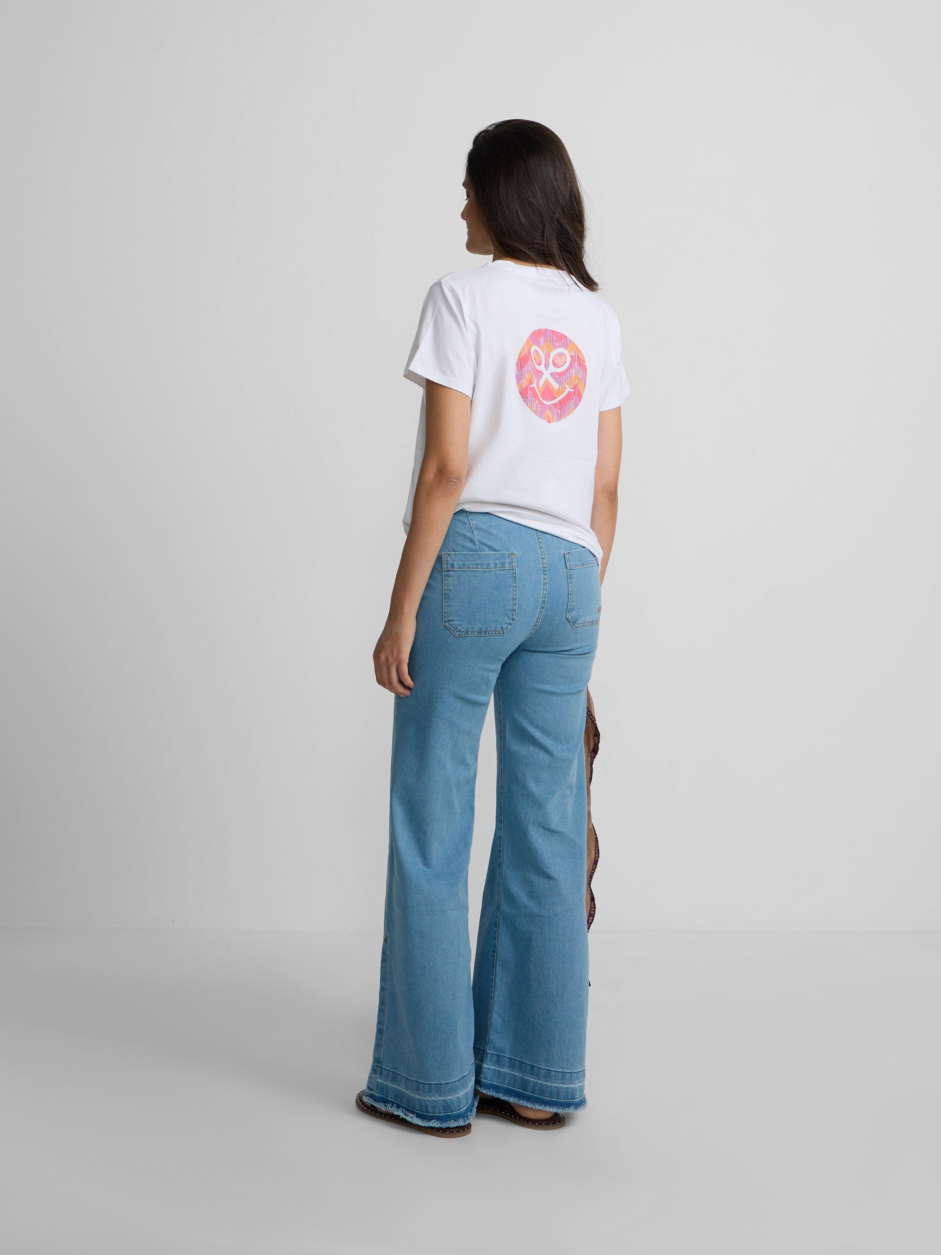 Denim culotte trousers with pockets