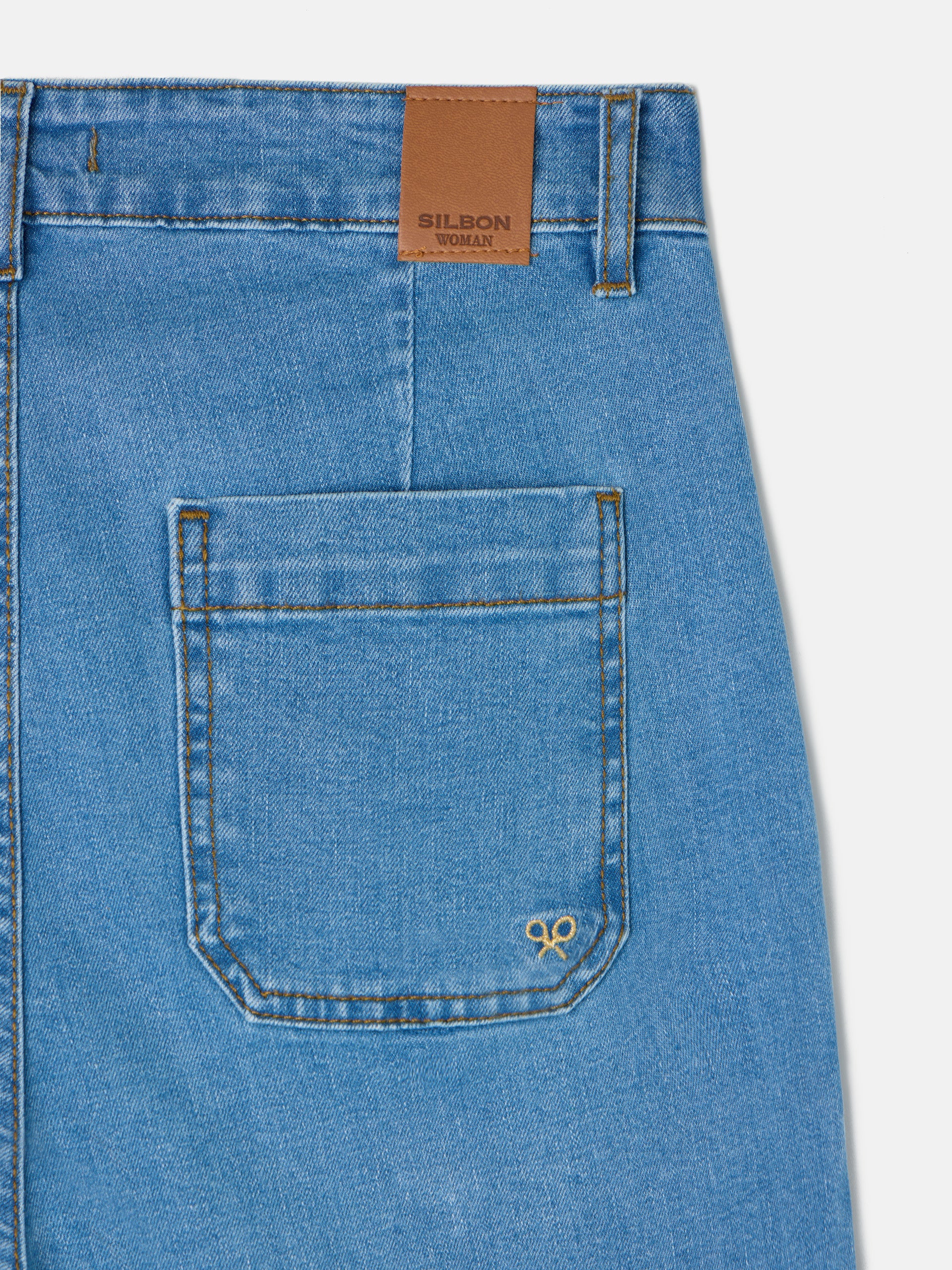 Denim culotte trousers with pockets