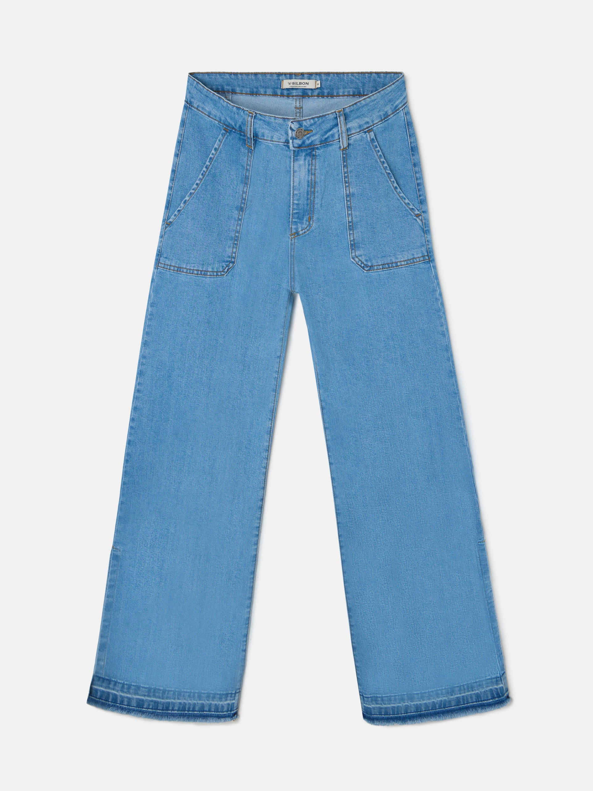 Denim culotte trousers with pockets