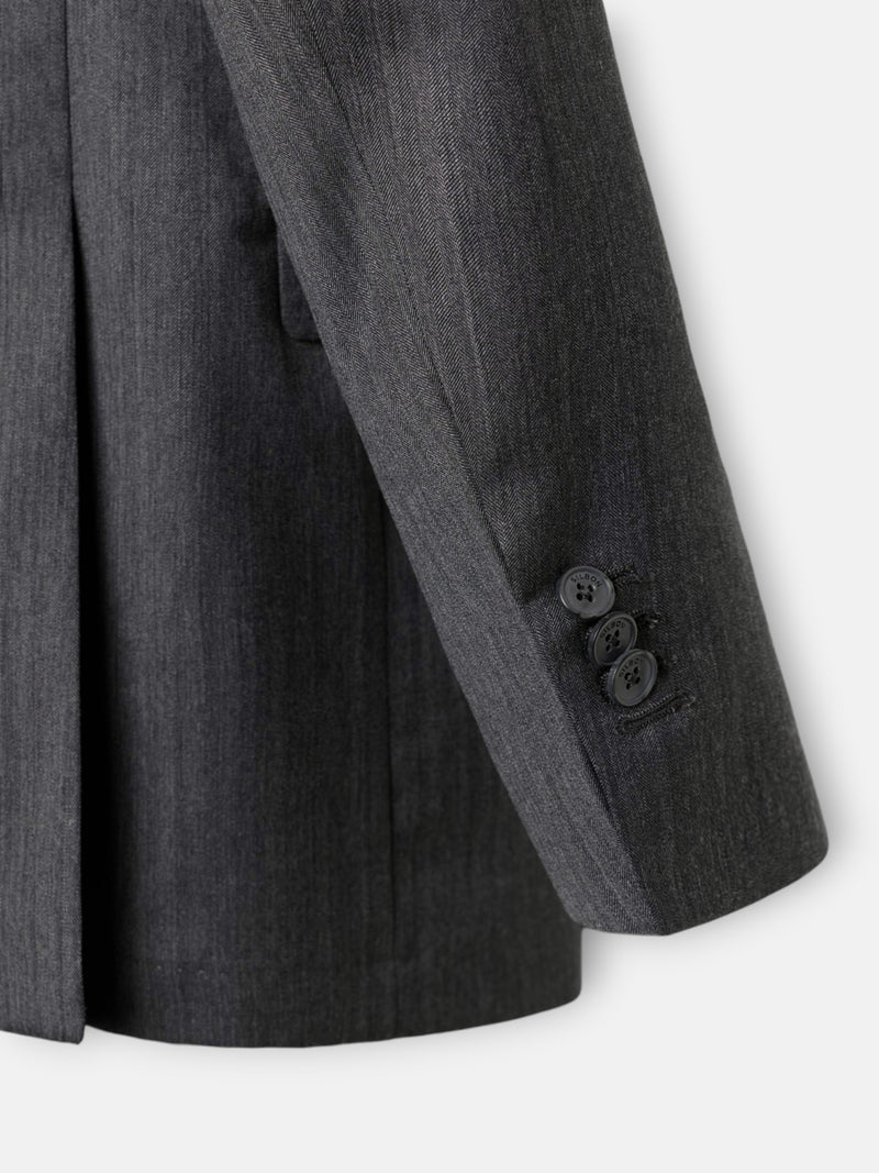 Americana cruzada traje herringbone gris
