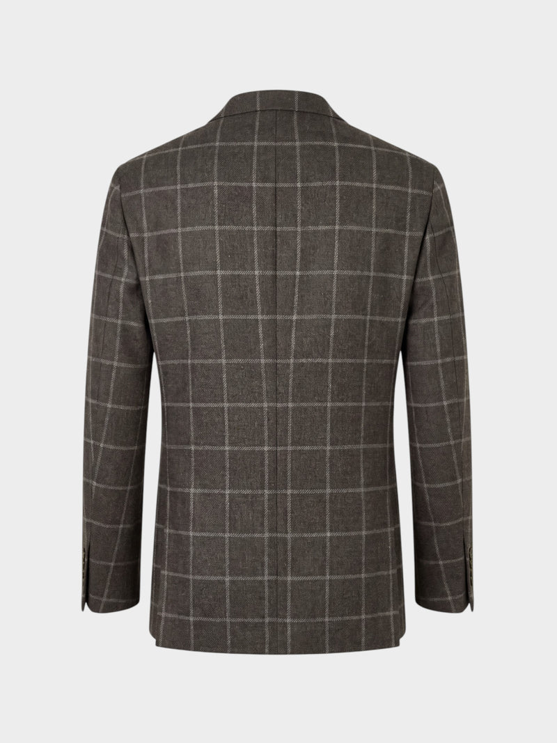 Traje MTM sartorial tres piezas cuadro ventana heritage marrón 100% lana inglesa