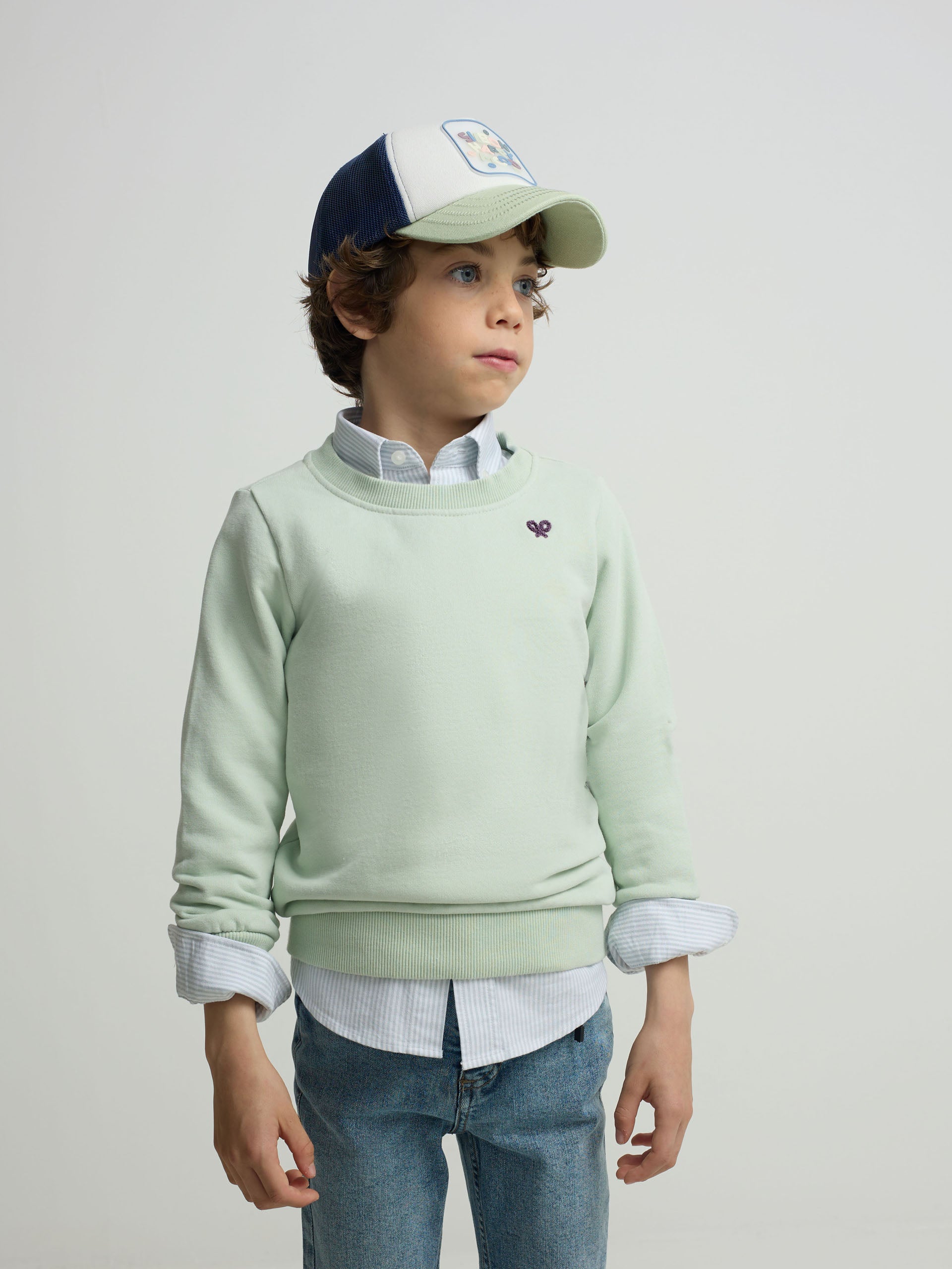 Kids sweatshirt roar like a dino green
