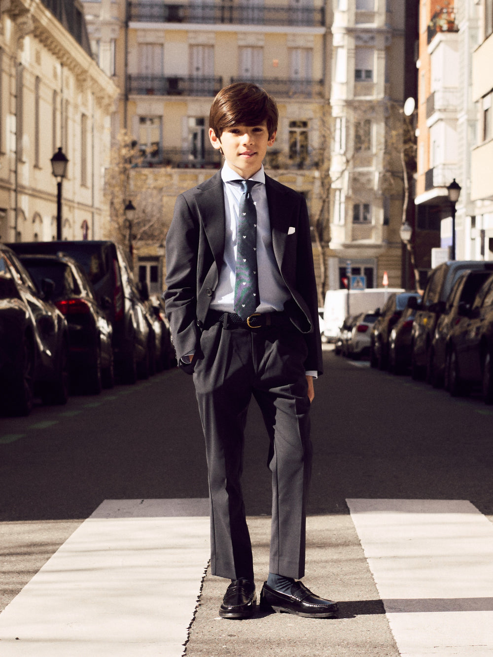 Navy blue kids suit trousers