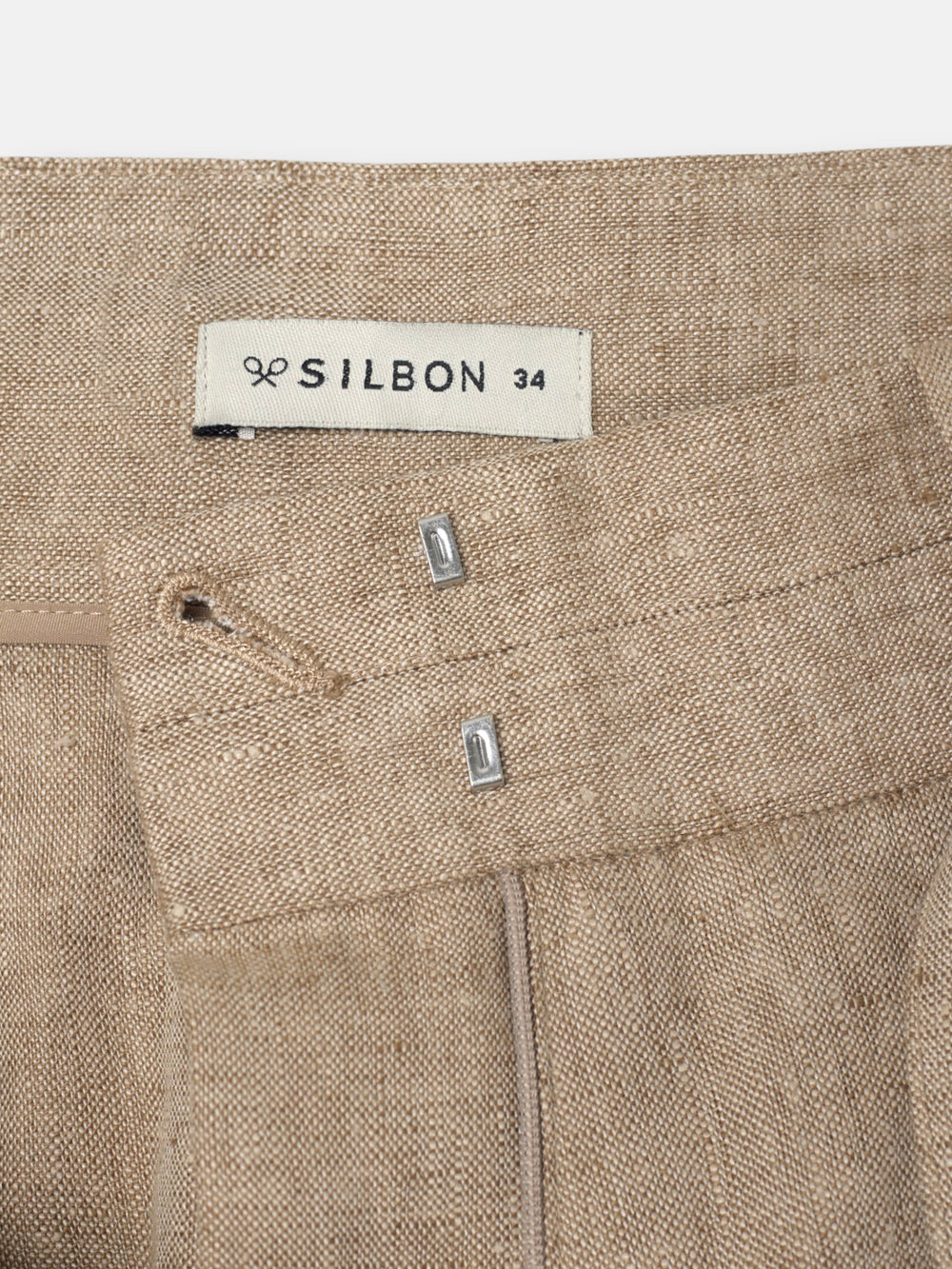 Straight beige trousers with slits