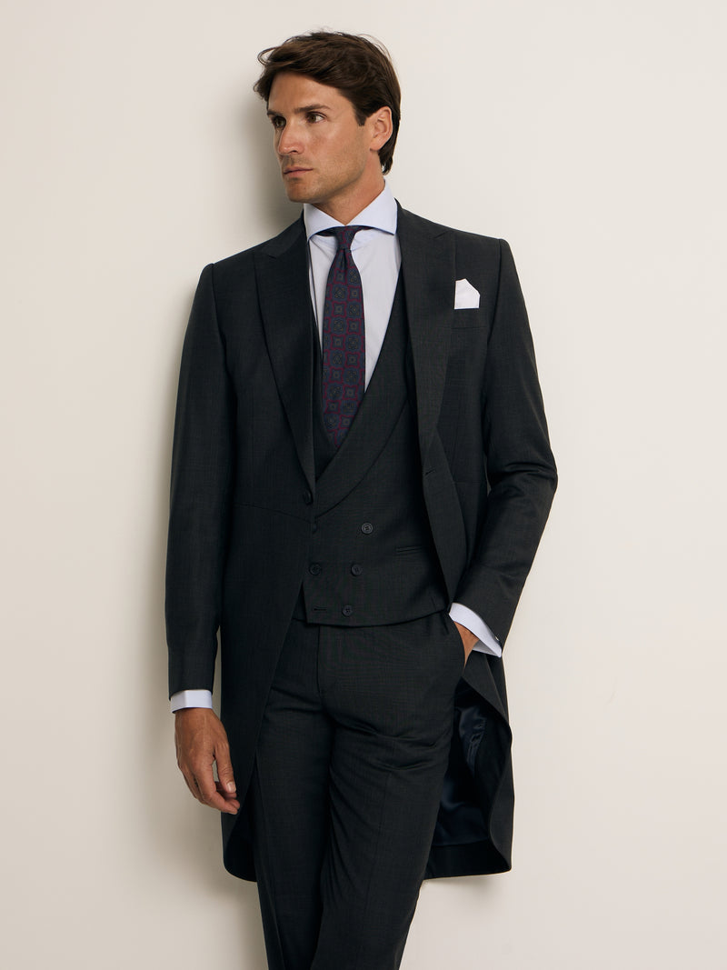 Grey stretch chaque frock coat