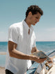 Camisa manga corta lino blanca