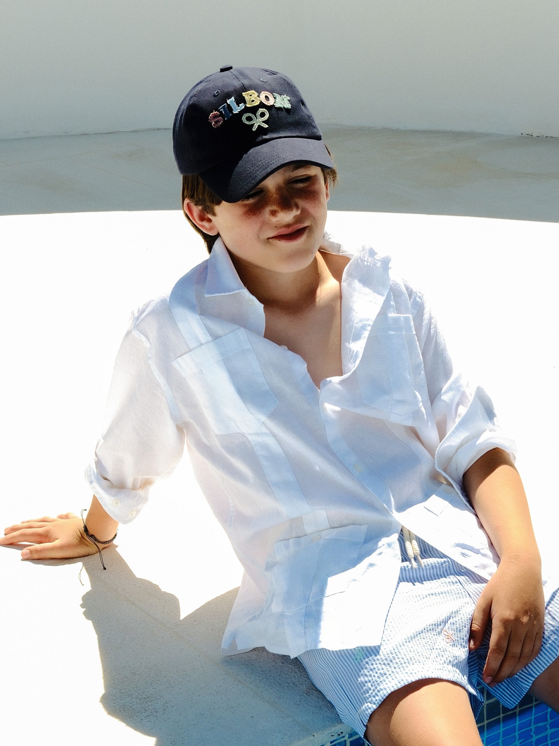 Guayabera sport kids lino blanco