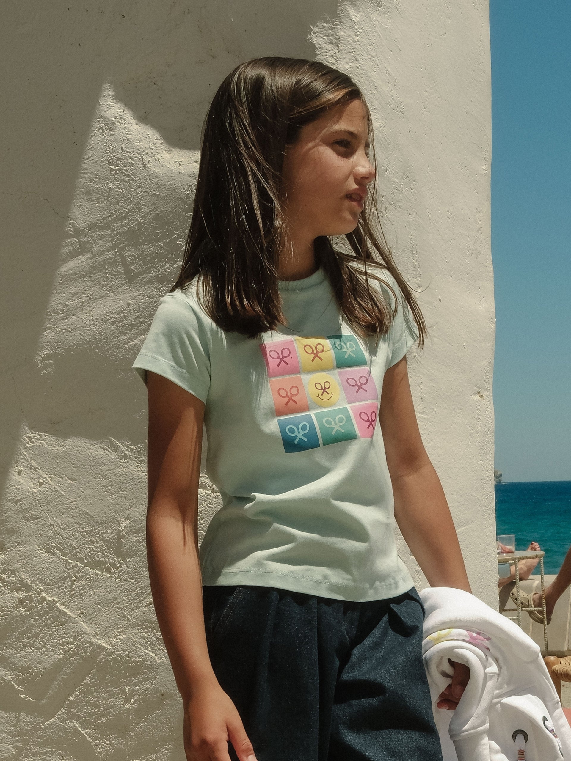 Girl's multicolor rackets blue t-shirt