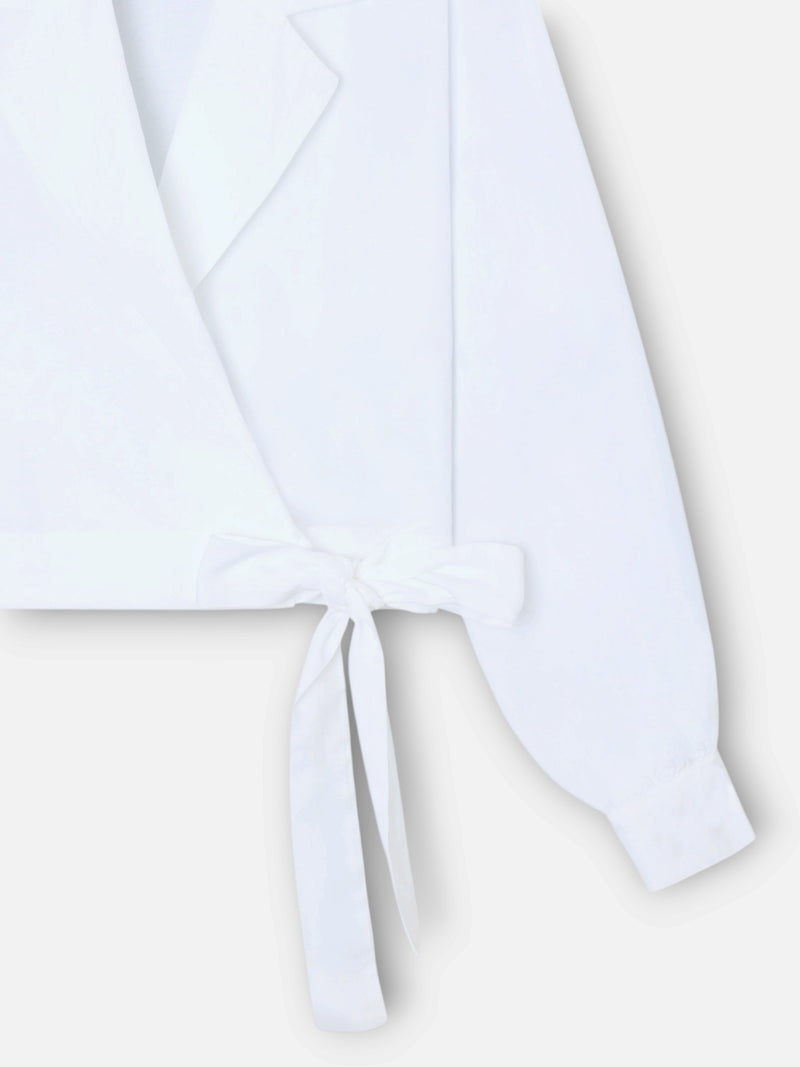 Camisa única cruzada com laço branca