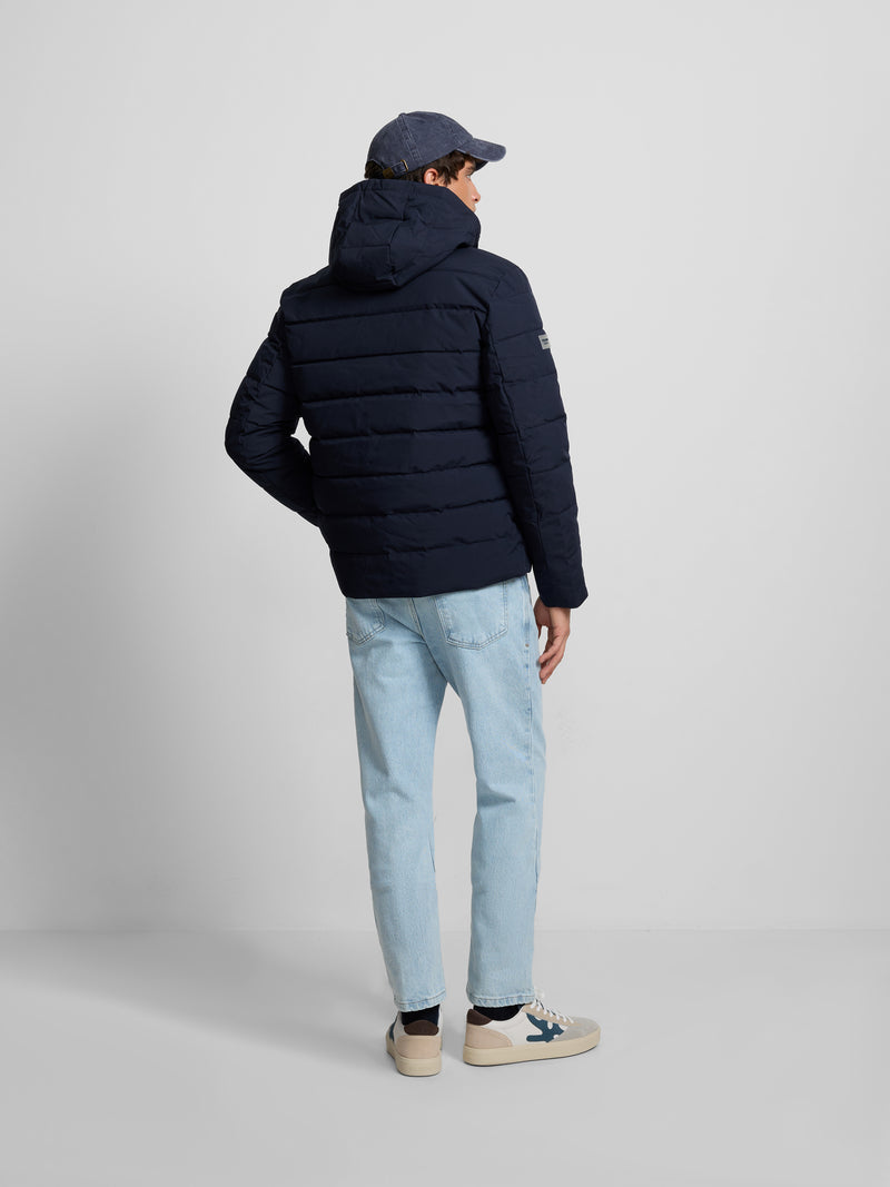 Navy blue technical hooded coat