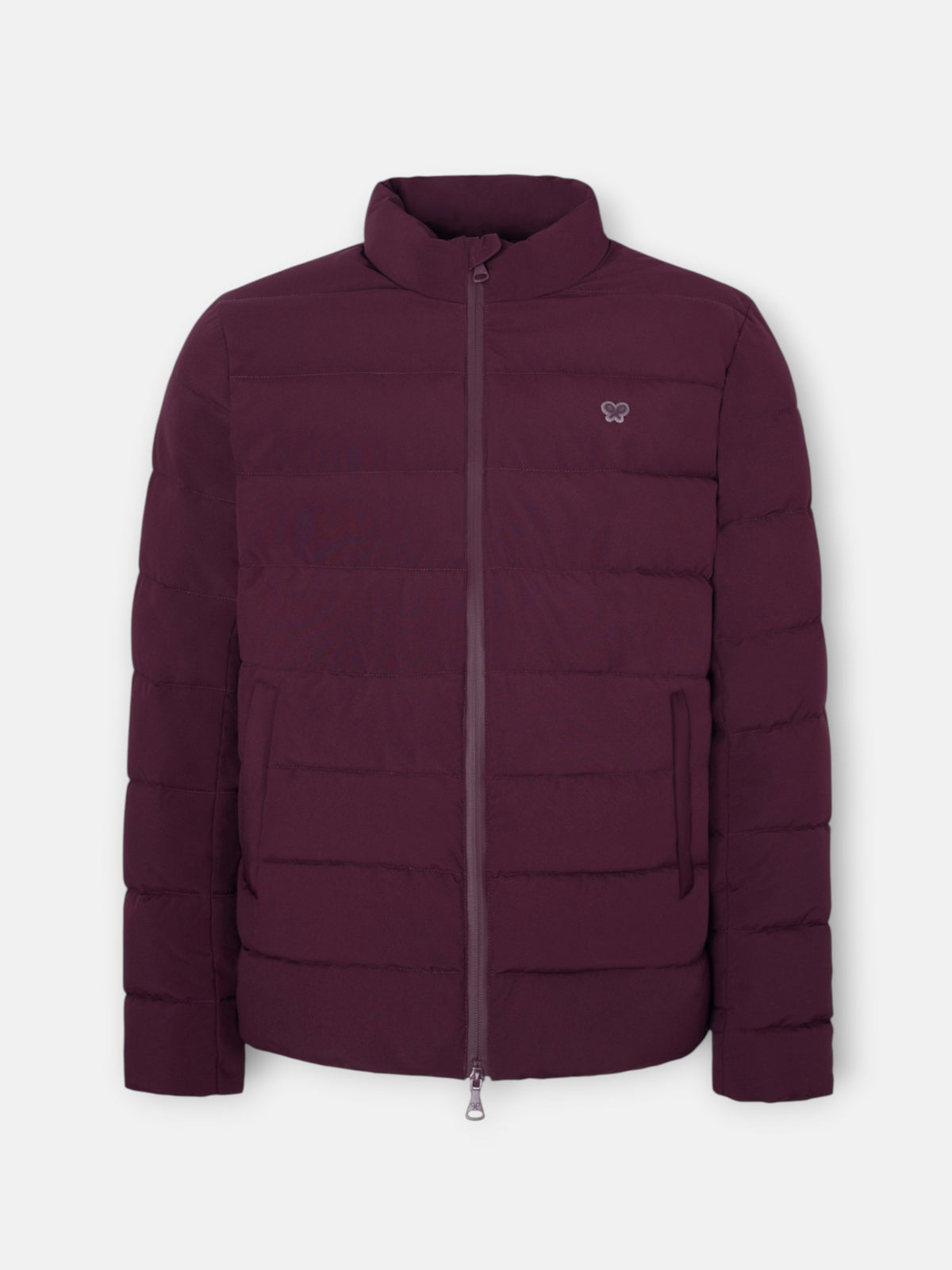 Burgundy quilted technical coat