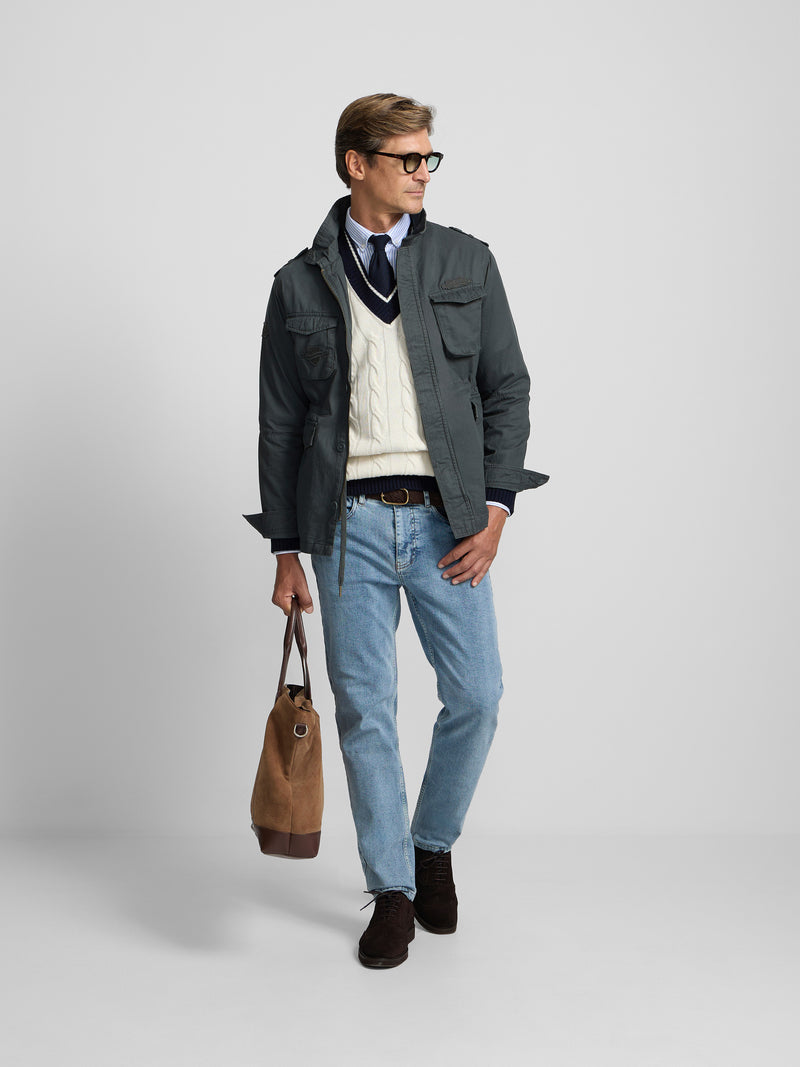 Dark green military jacket