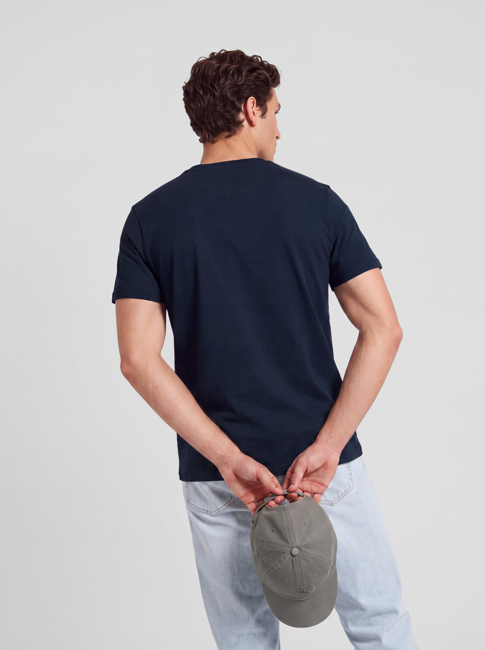 Camiseta lisa minilogo parche azul marino