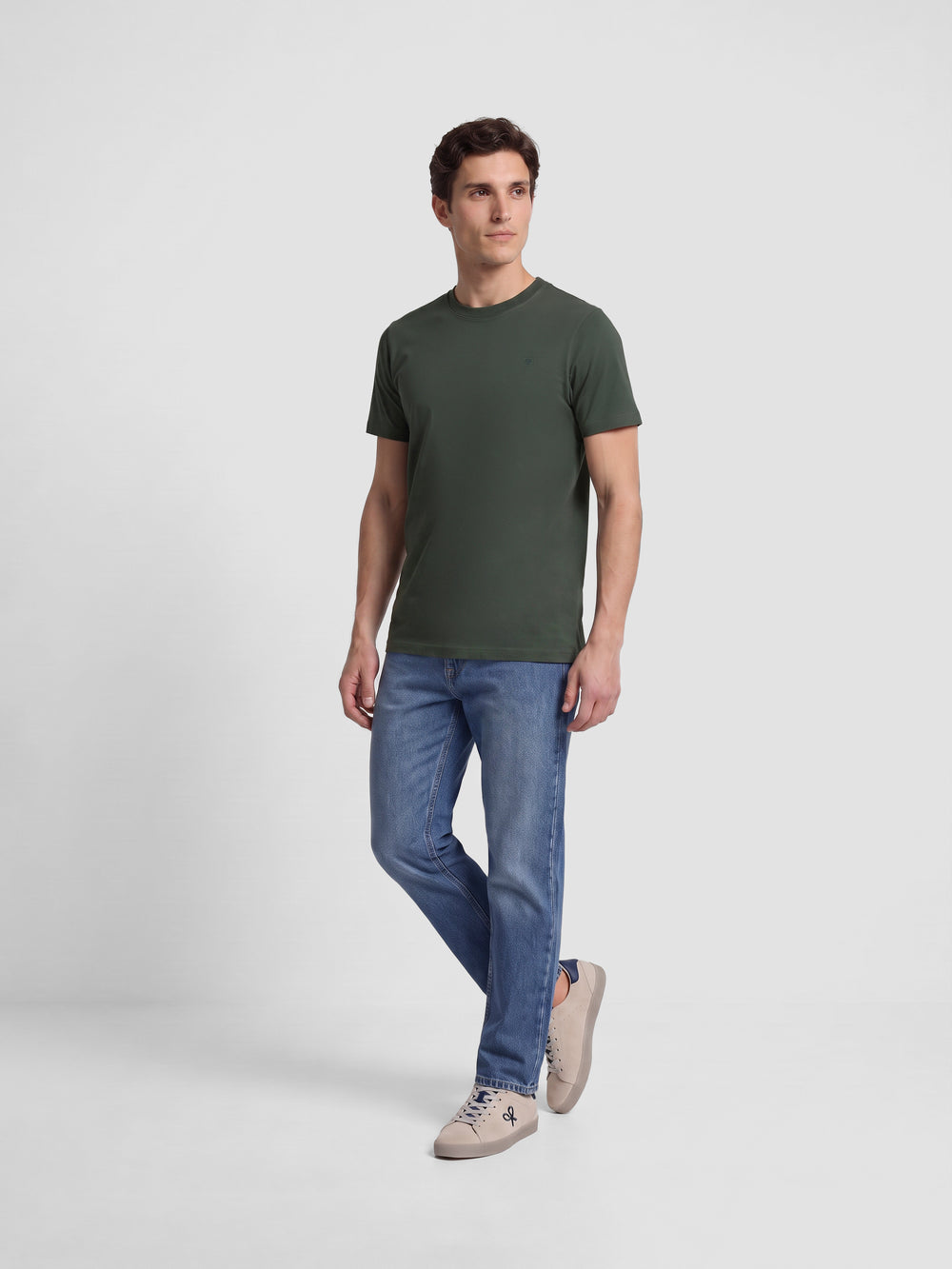 T-shirt unie minilogo patch kaki