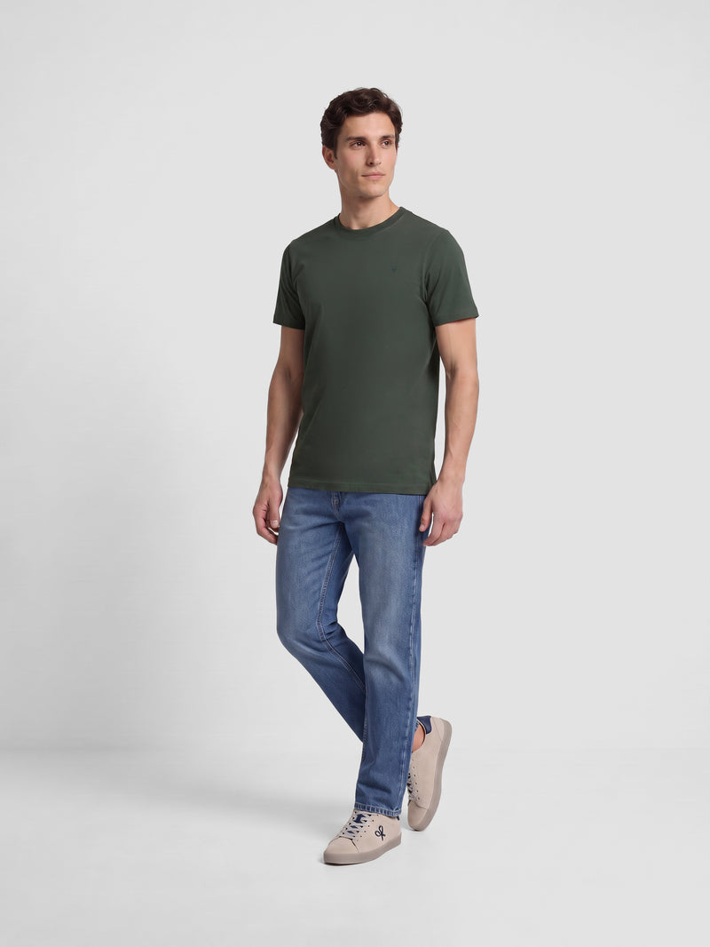 Camiseta lisa minilogo parche khaki