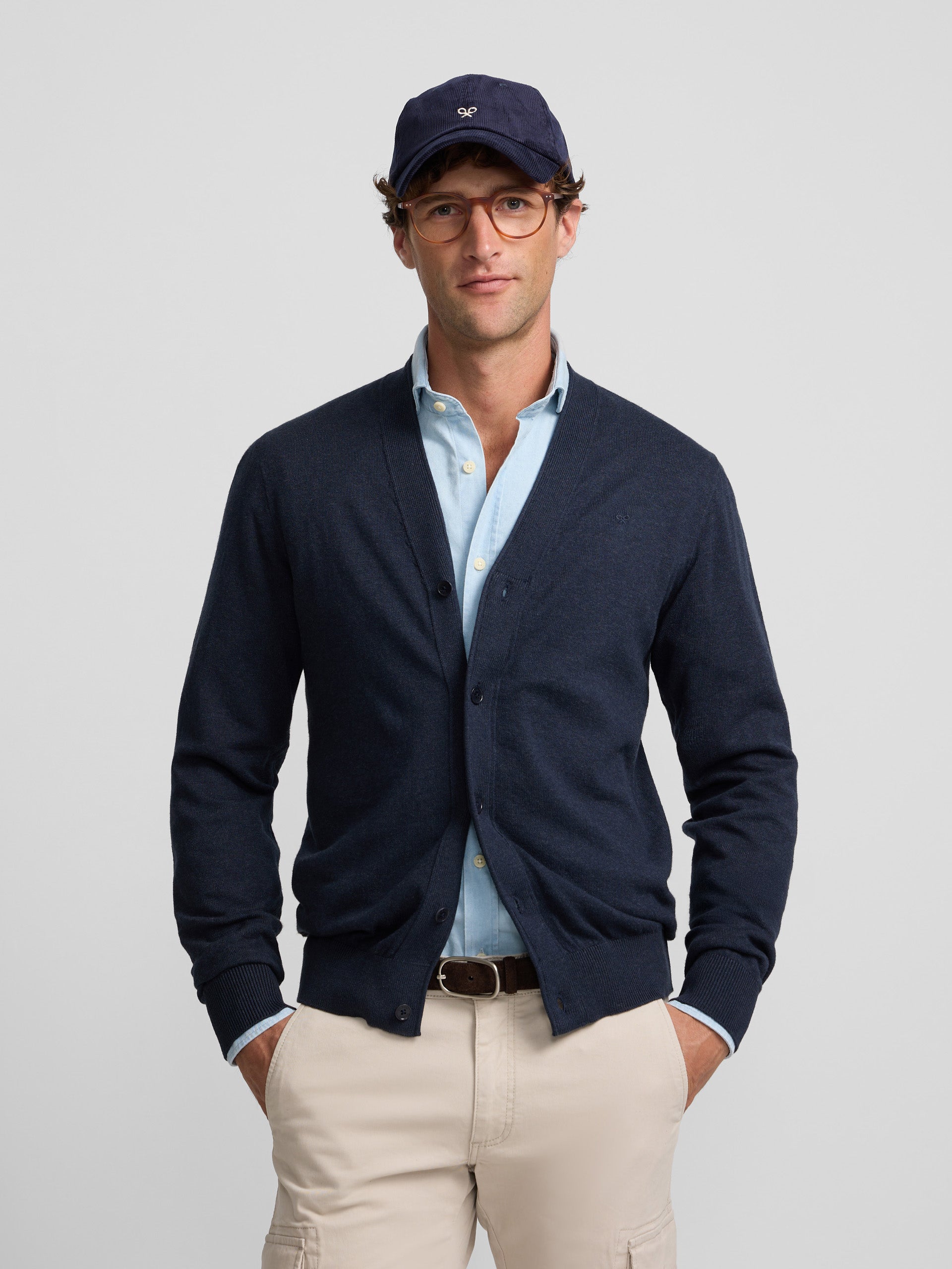 Classic navy blue cardigan