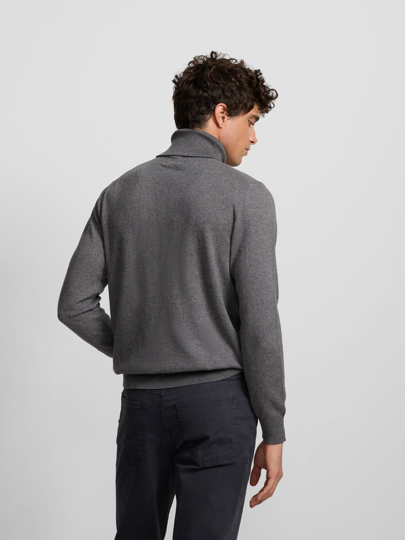 Pull col roulé gris