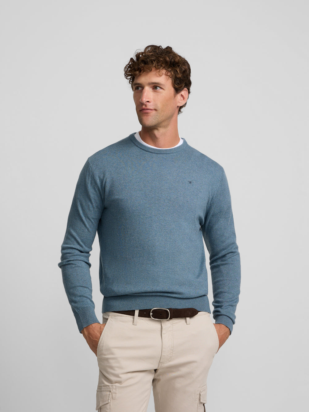 Blue-grey crew neck sweater