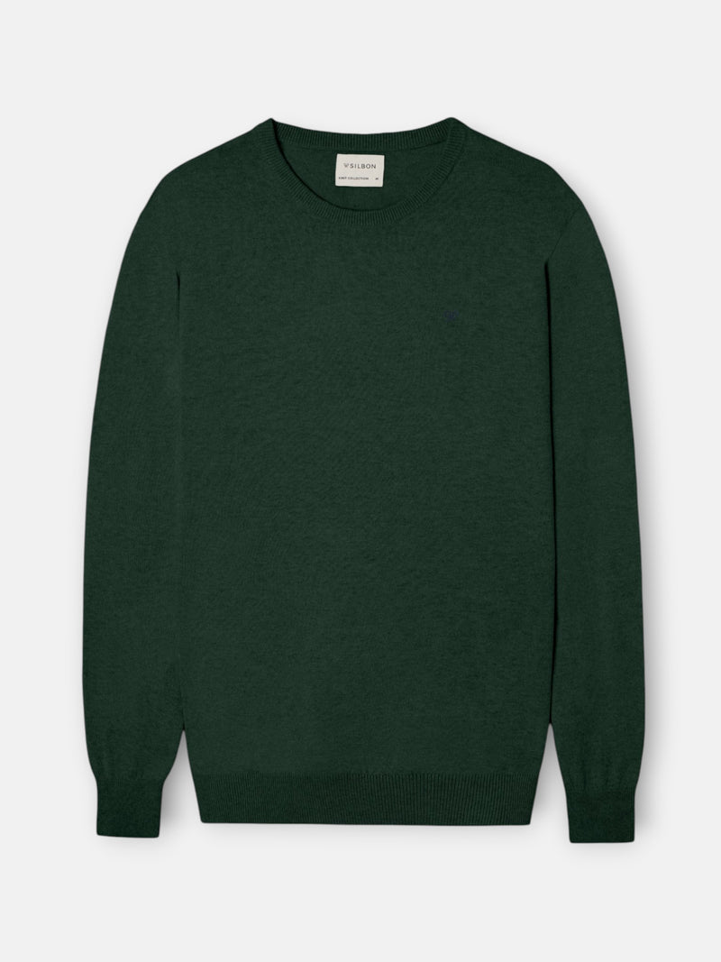 Pull à col rond vert foncé