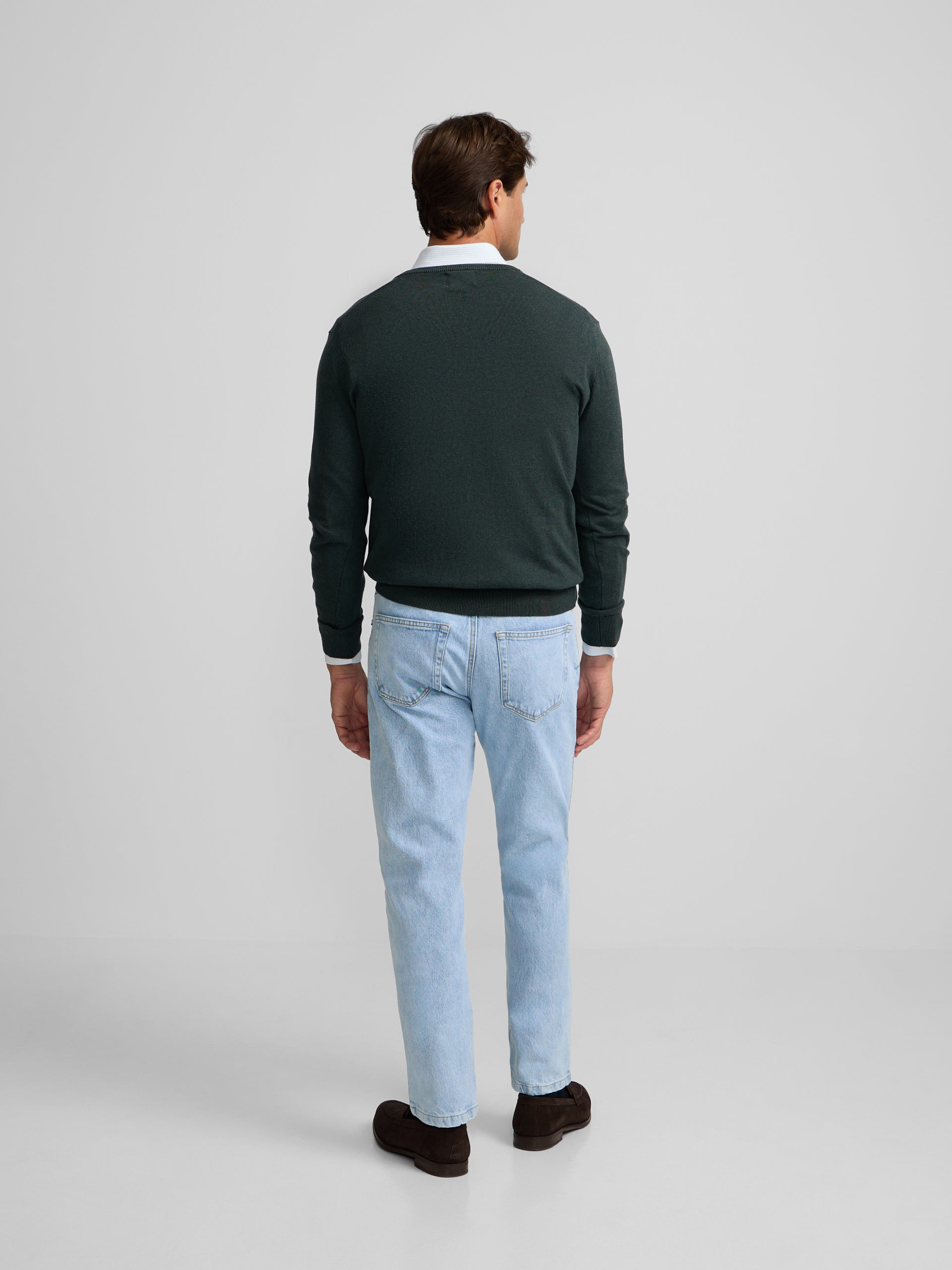 Pull col en V vert