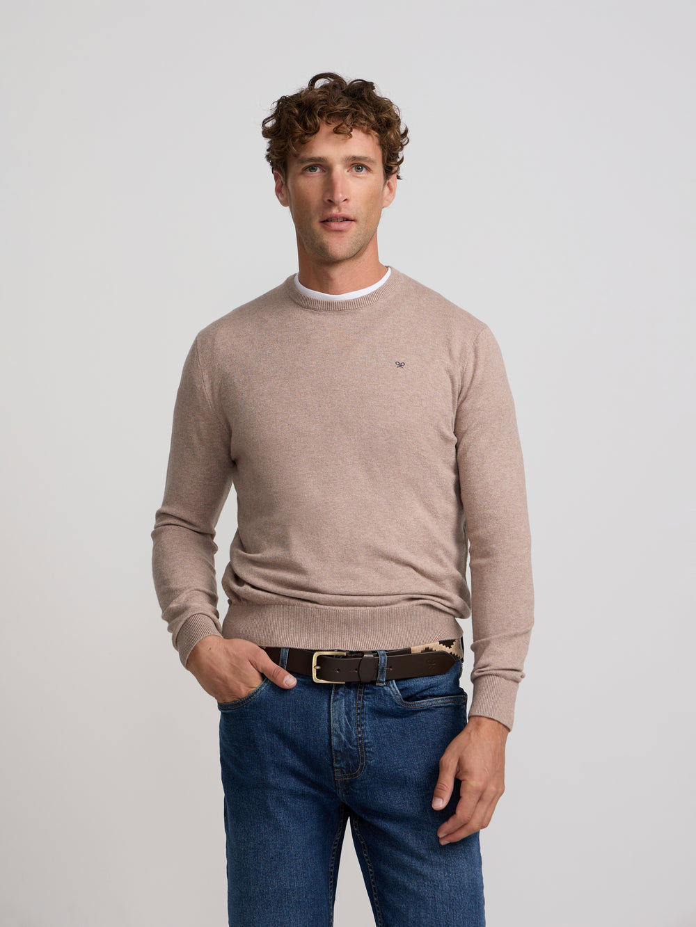 Light beige crew neck sweater