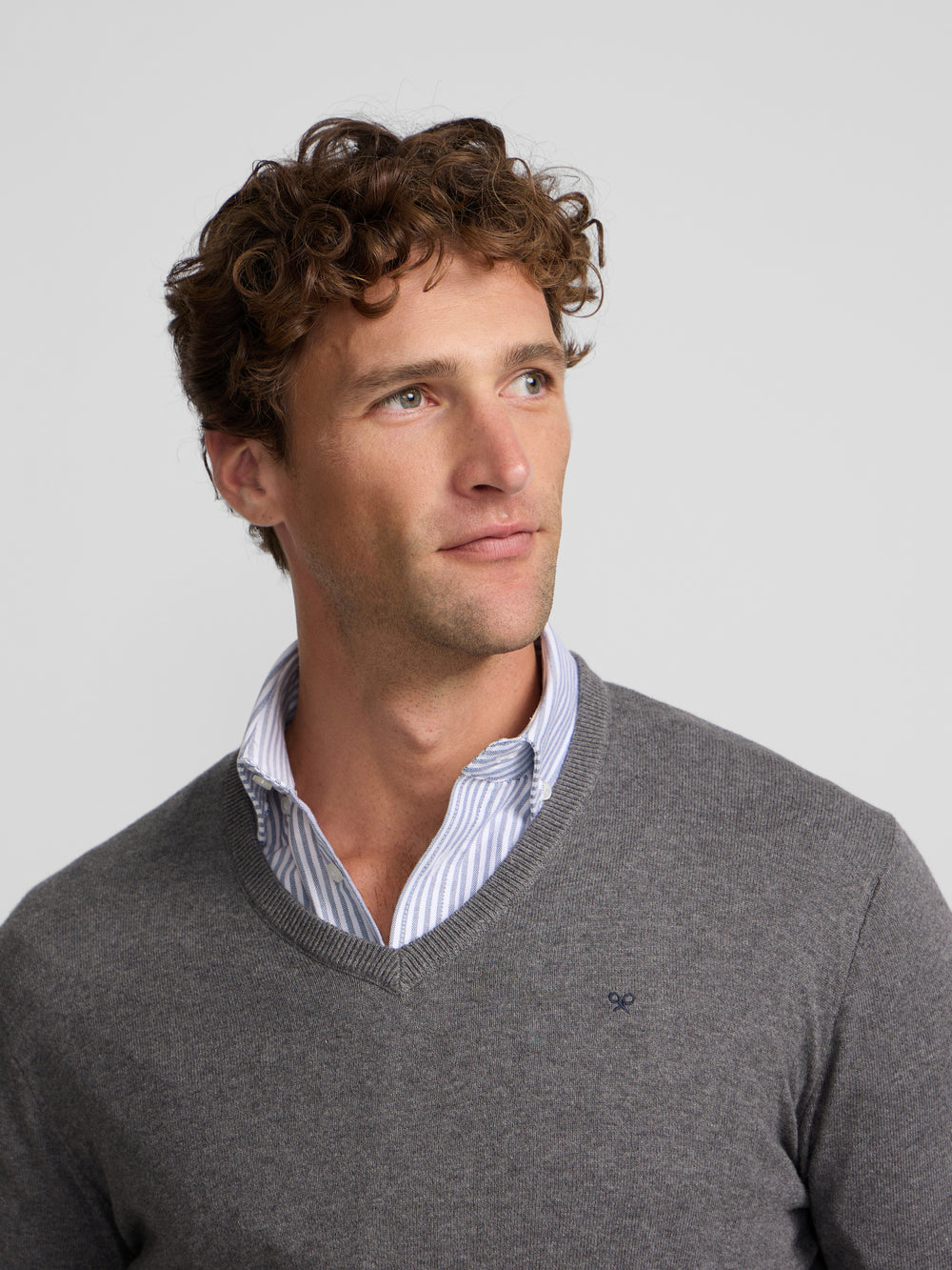 Grey V-neck sweater