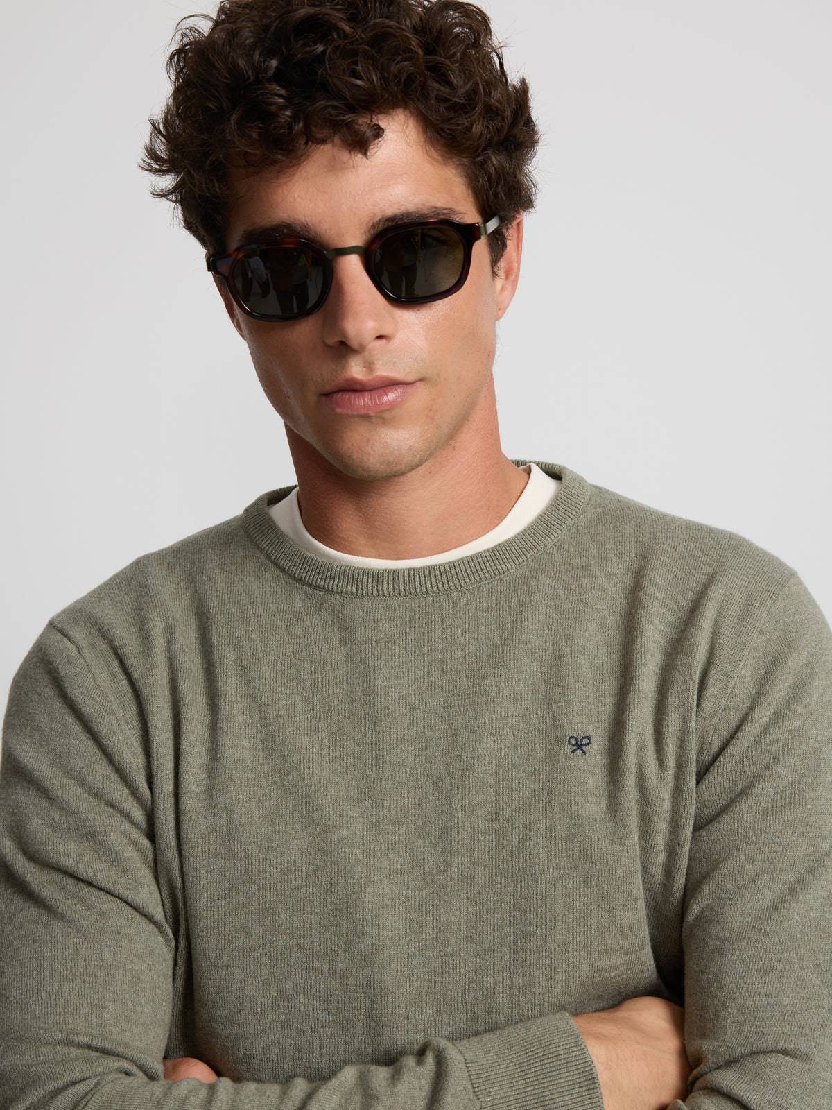 Green-grey crew neck sweater