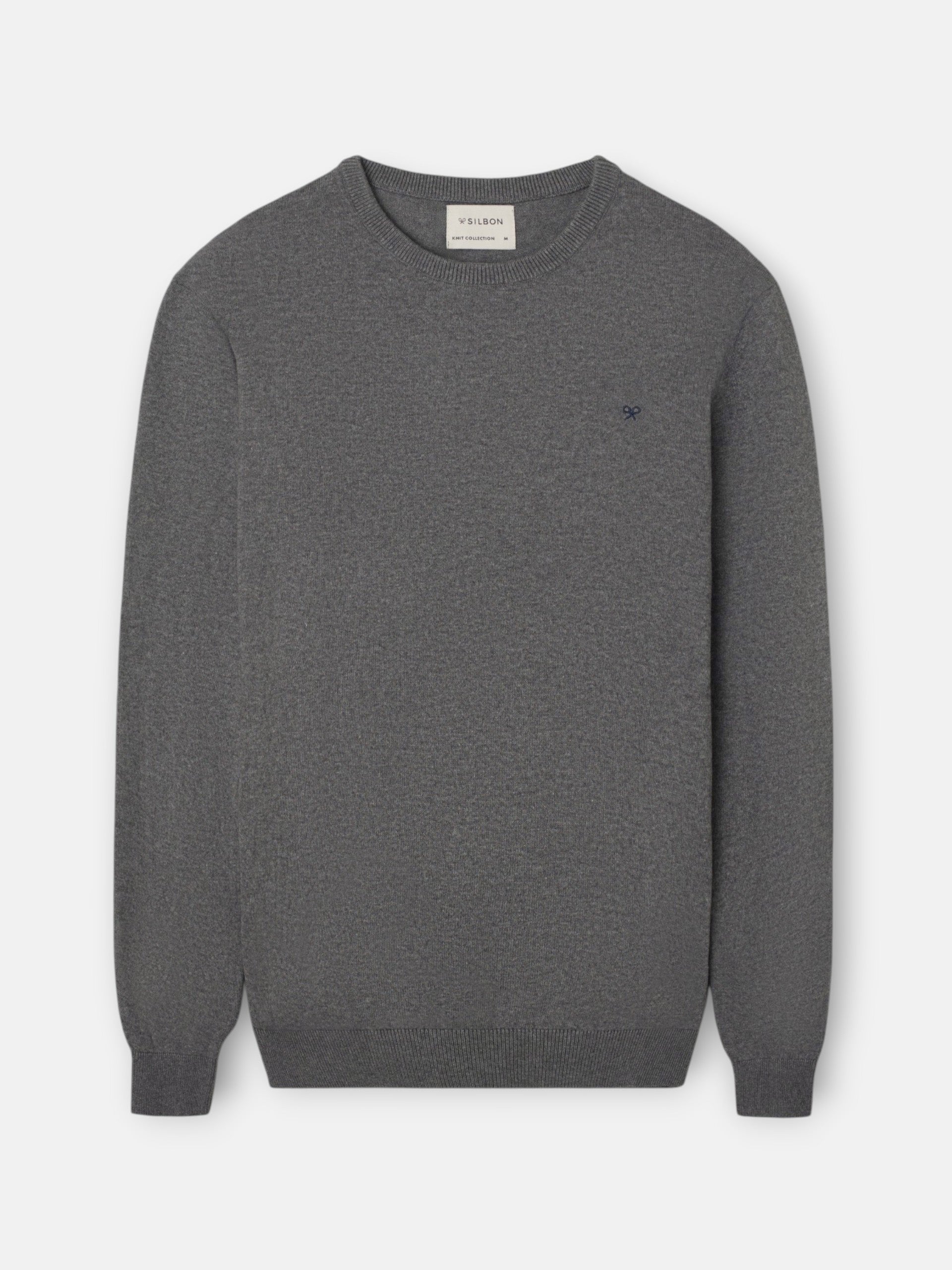 Jersey cuello redondo gris