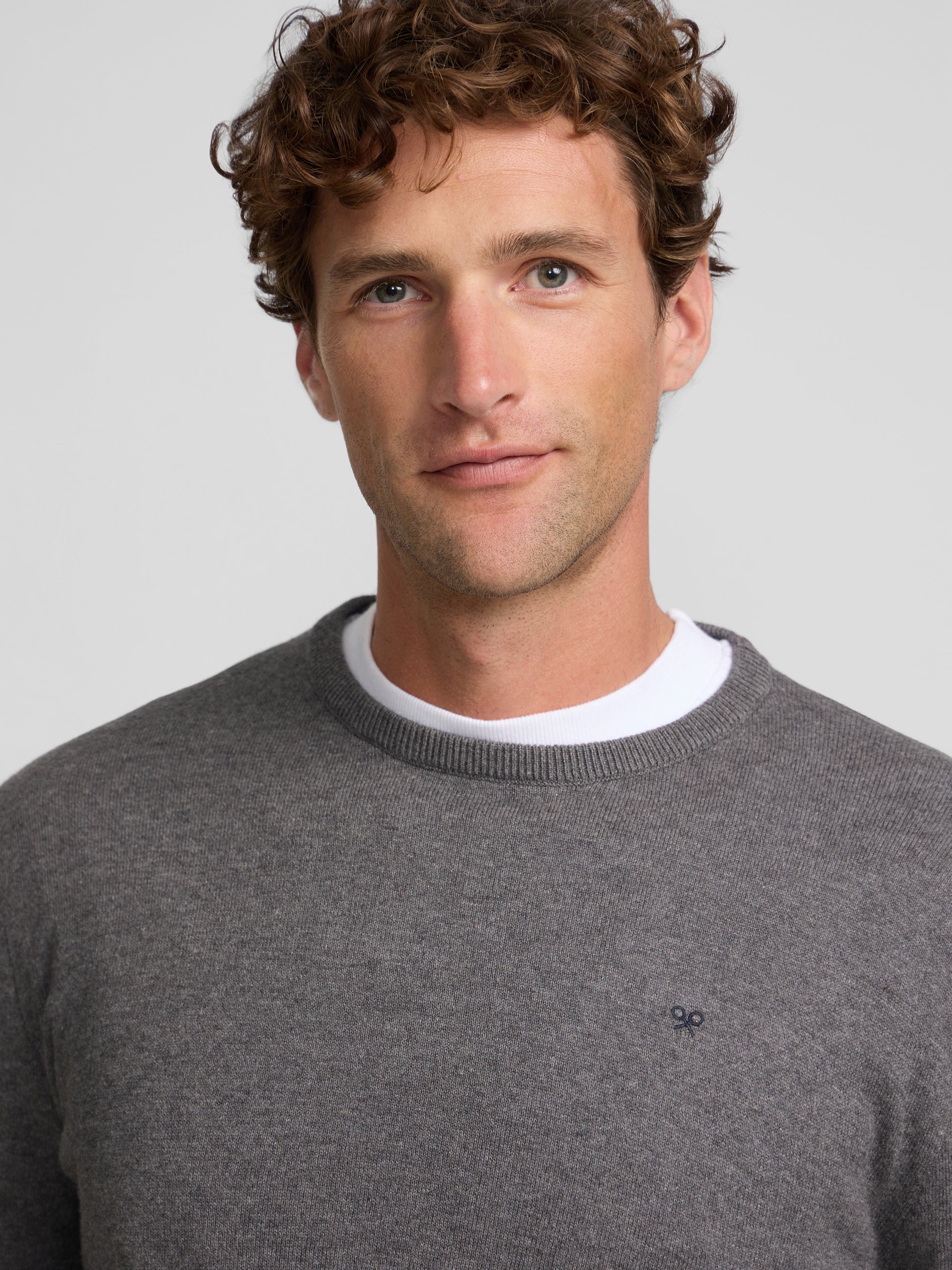 Pull col rond gris