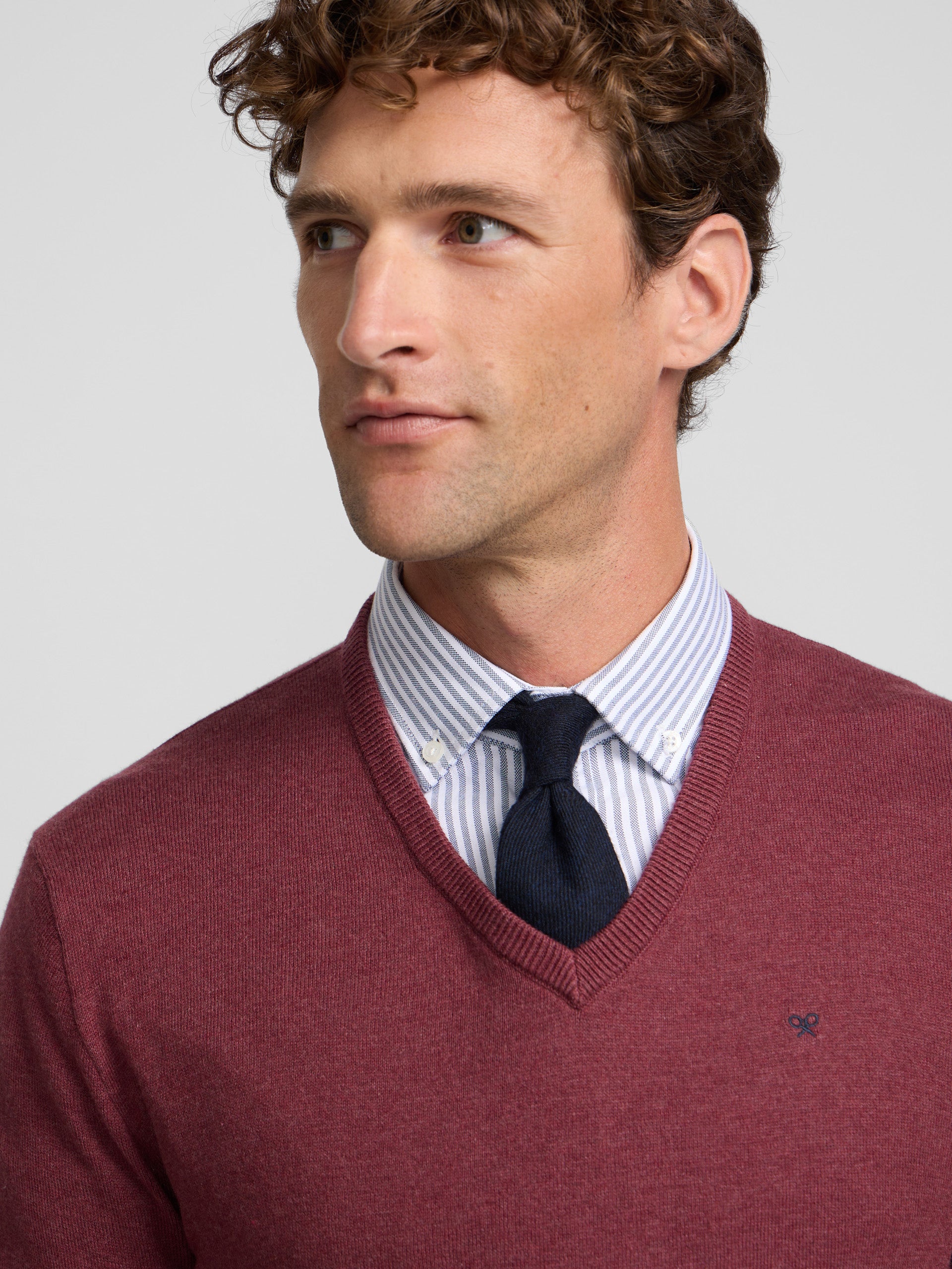 Burgundy V-neck sweater