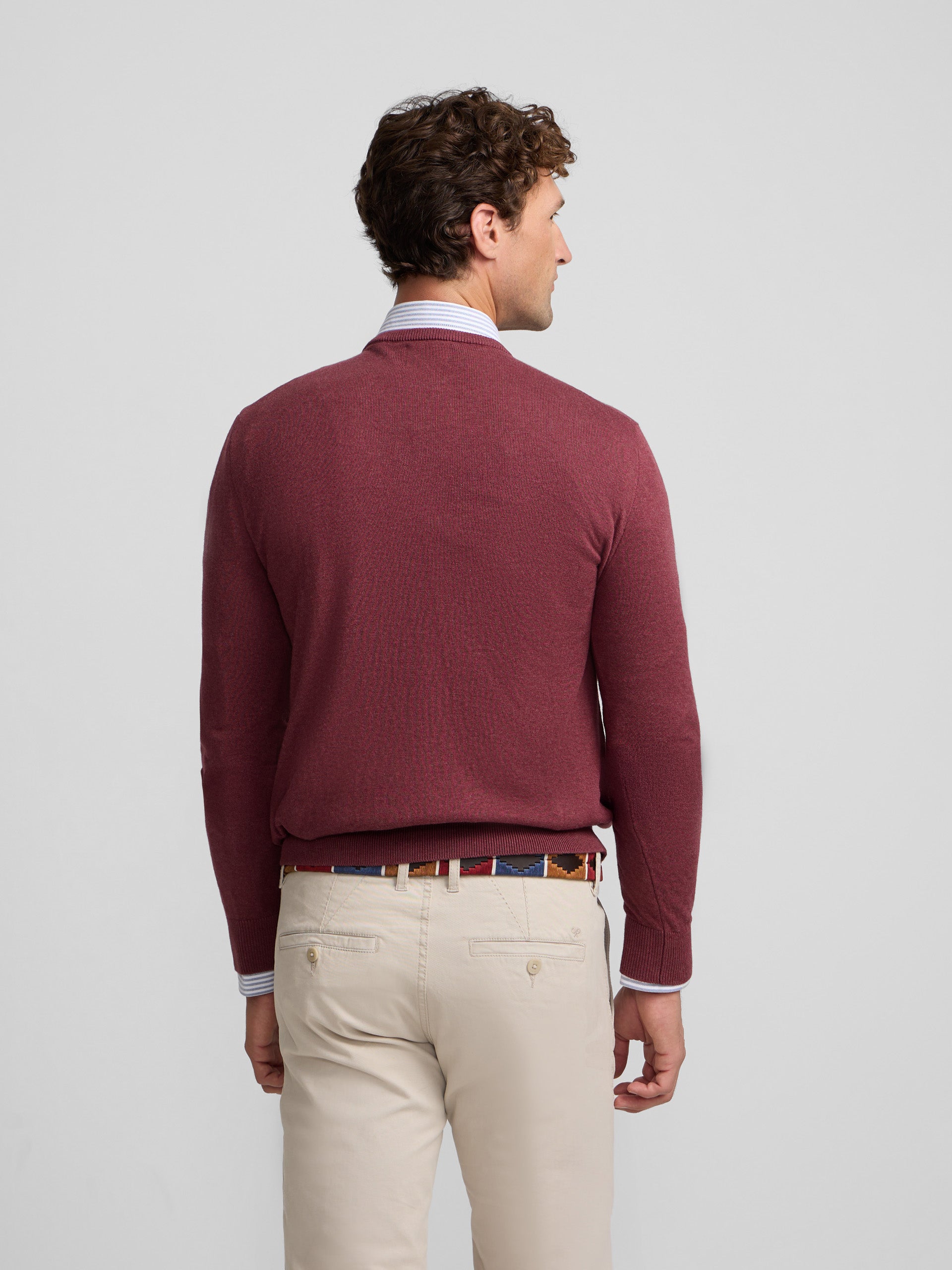 Burgundy V-neck sweater