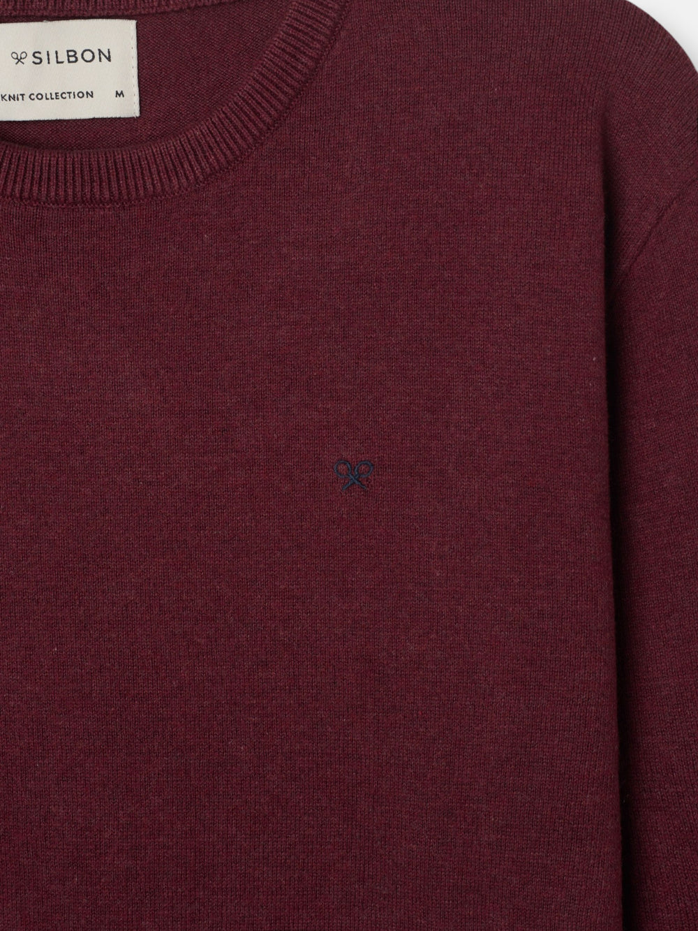 Jersey cuello redondo burdeos