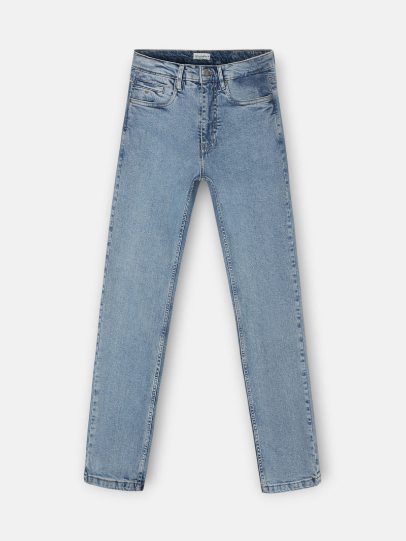 Pantalon de sport en denim bleu moyen
