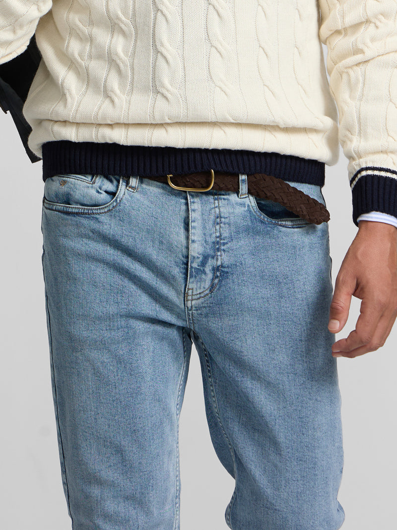 Pantalon de sport en denim bleu moyen