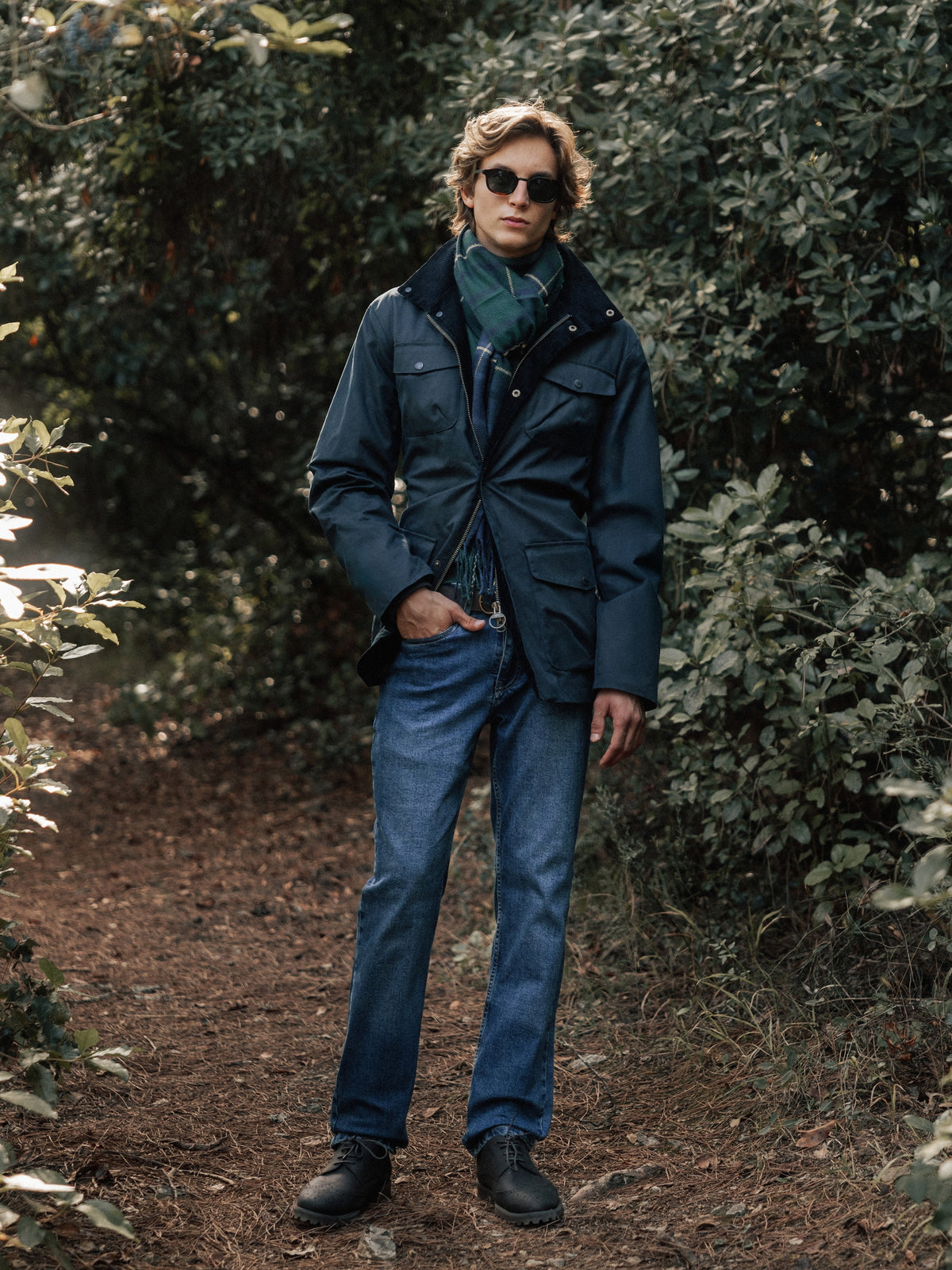 Dark blue denim sport trousers