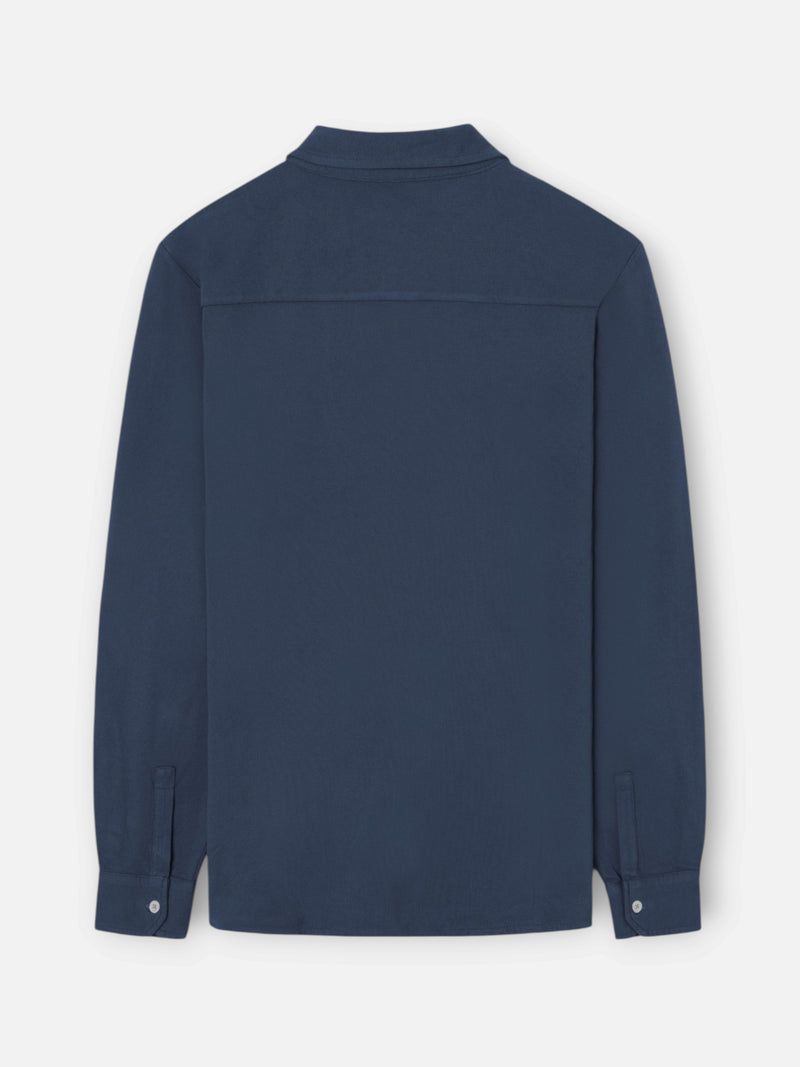 Long sleeve polo shirt in petroleum blue