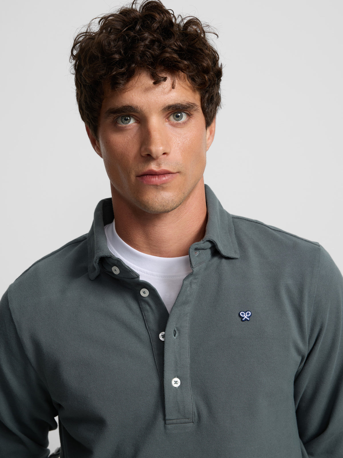 Polo manga larga verde oscuro