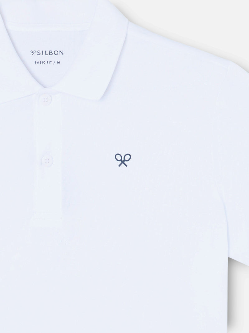 White technical polo