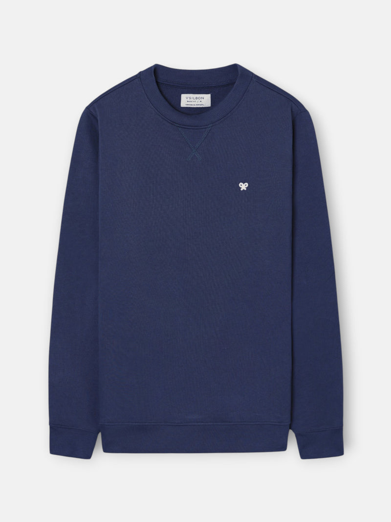 Sudadera lisa minilogo rizo azul marino