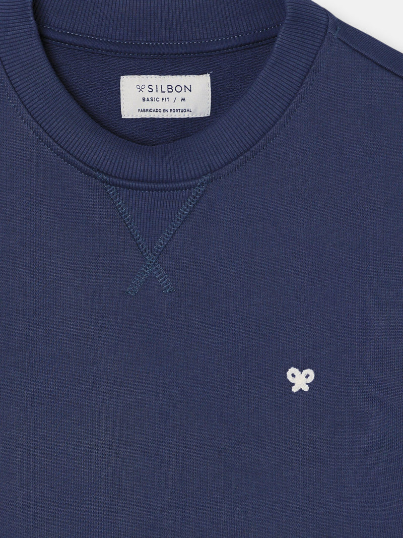 Sudadera lisa minilogo rizo azul marino