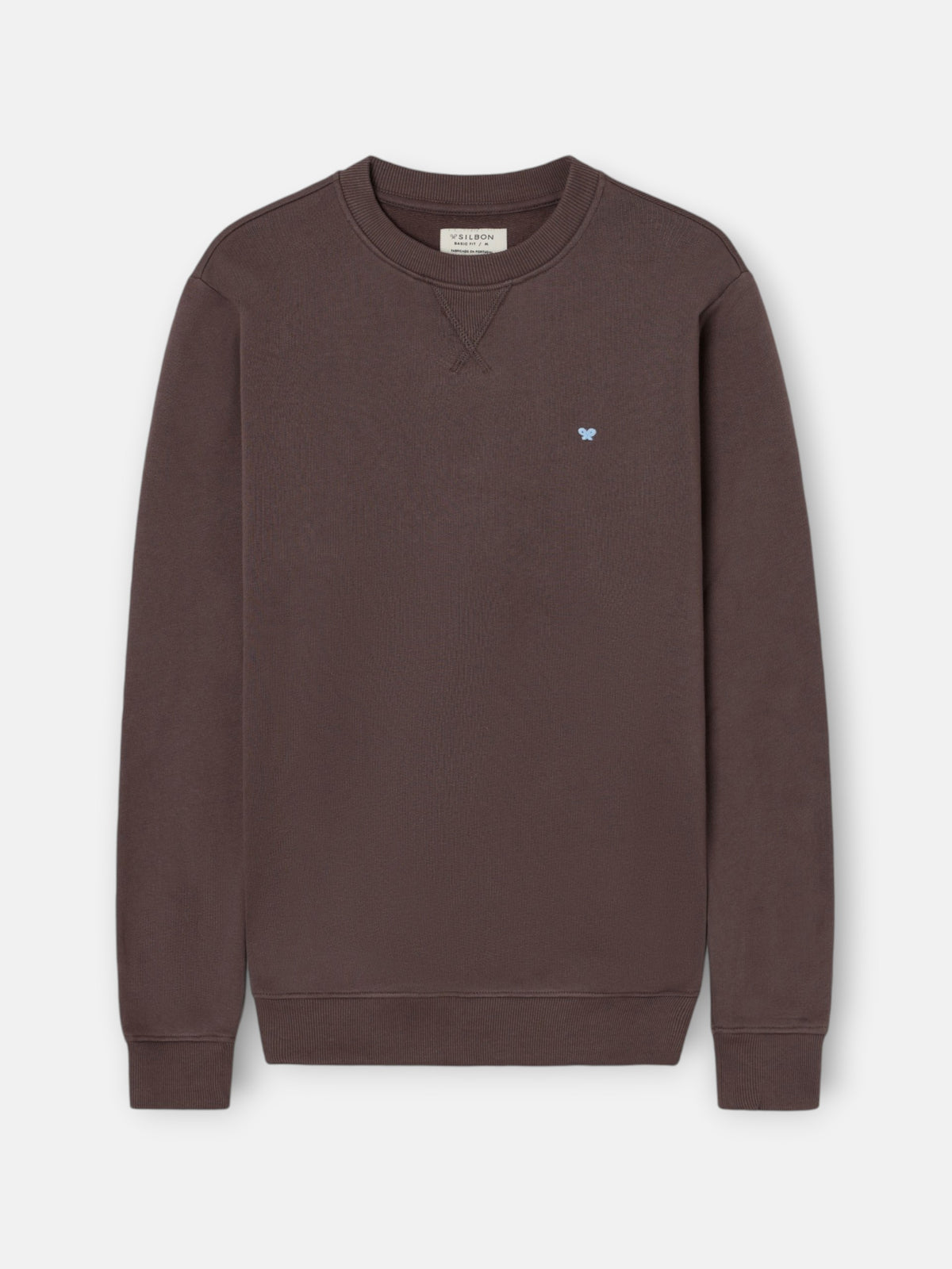 Sudadera lisa minilogo rizo marron