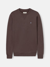 Sudadera lisa minilogo rizo marron