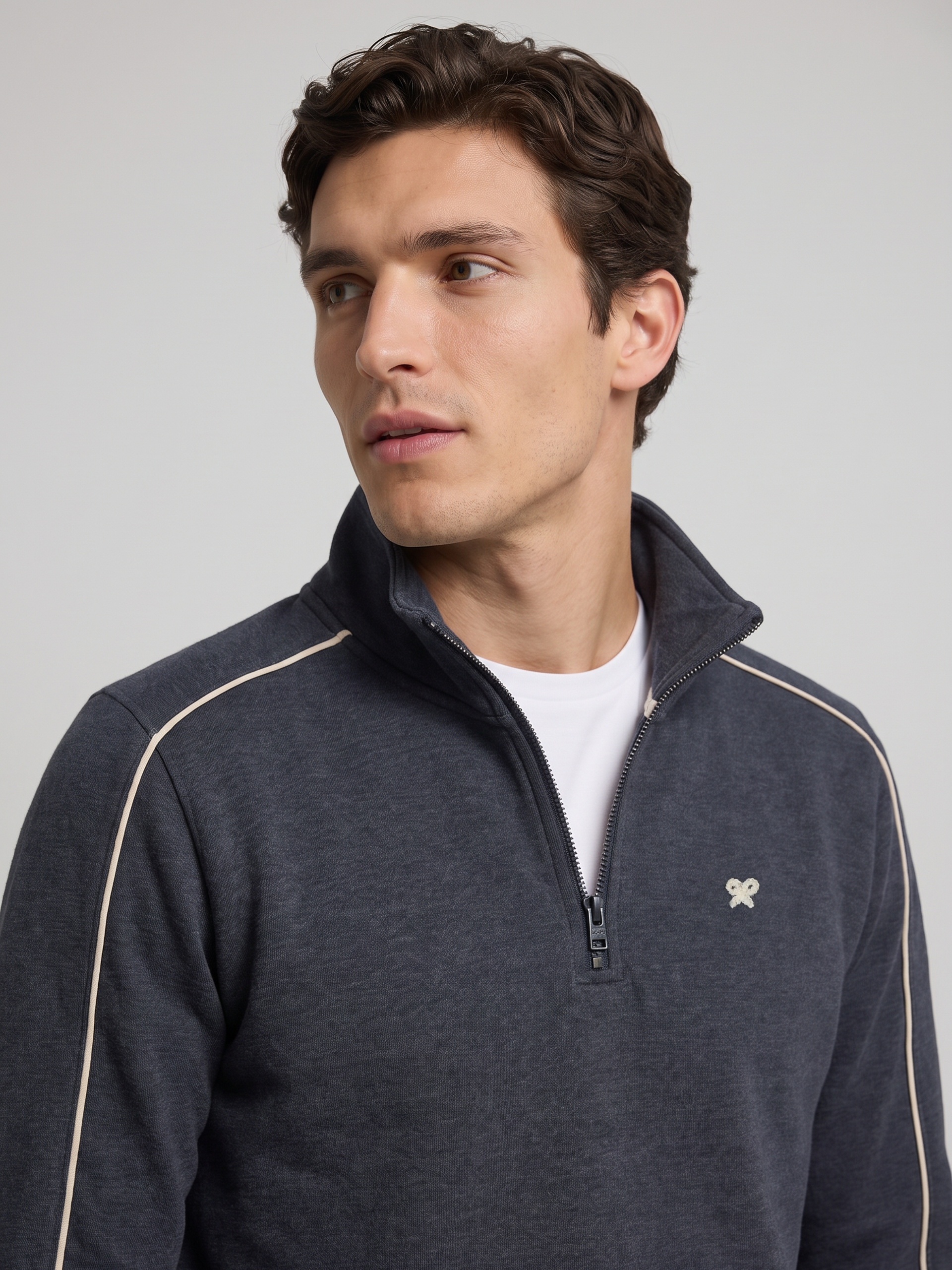 Sweat-shirt demi-fermeture éclair sb gris