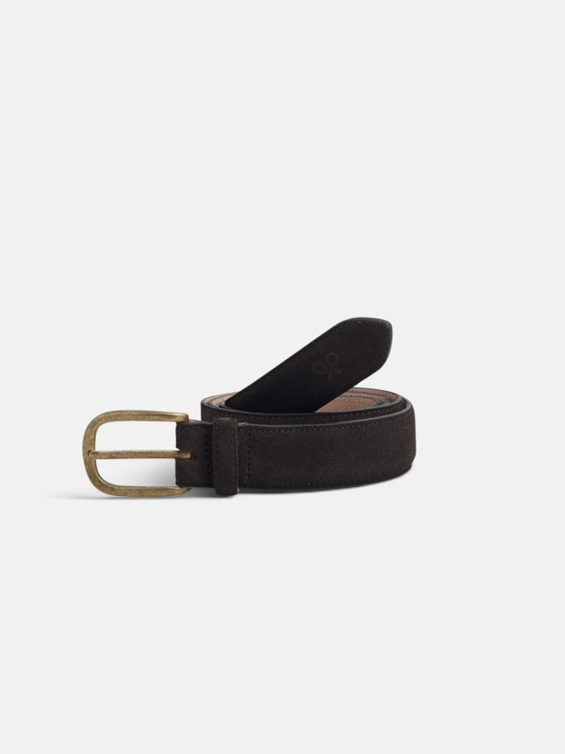 Cinturon piel liso ante marron