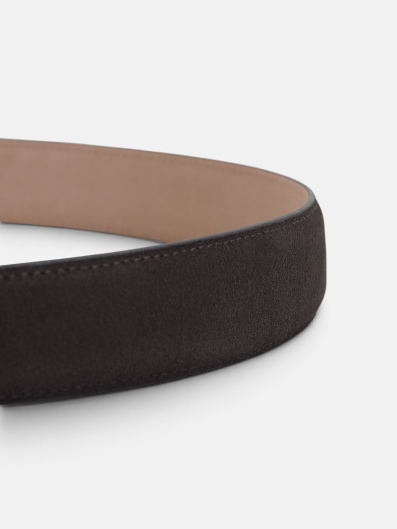 Cinturon piel liso ante marron