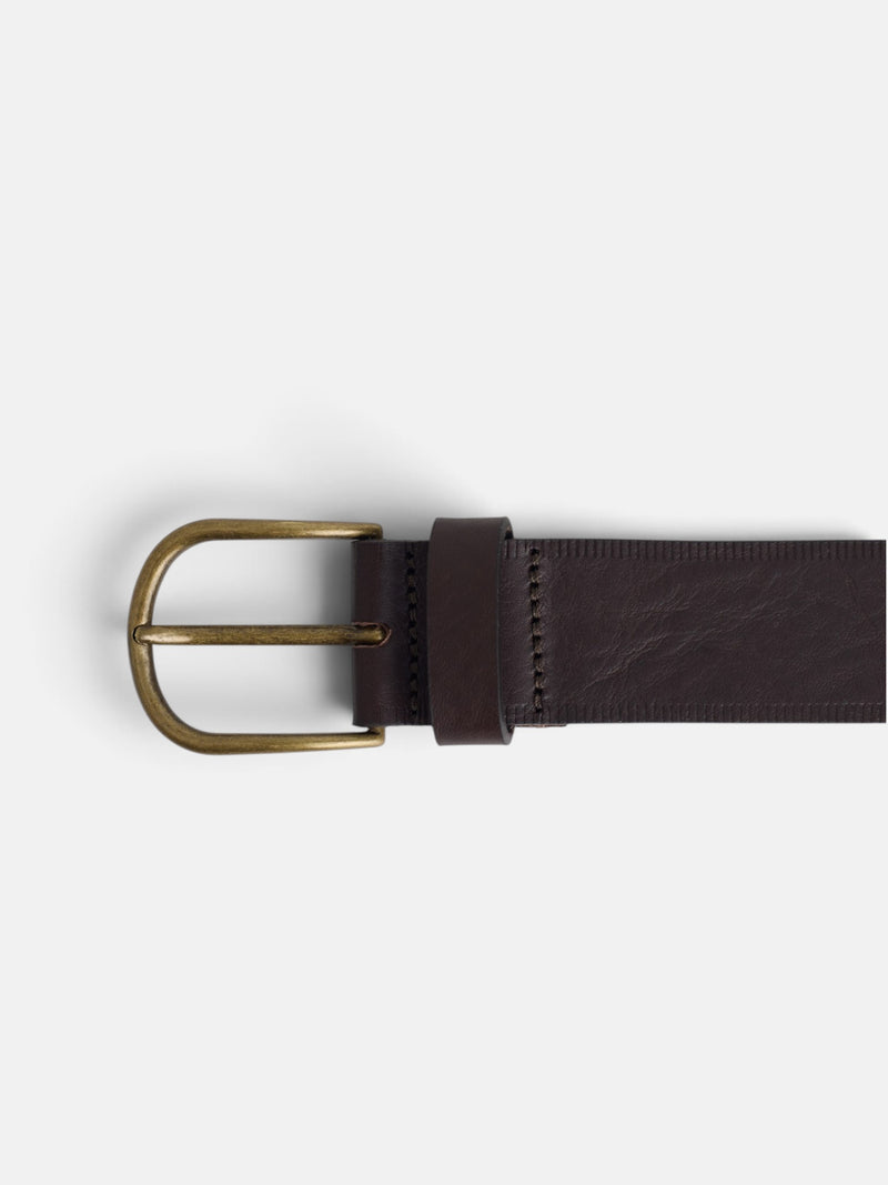 Brown striped leather belt