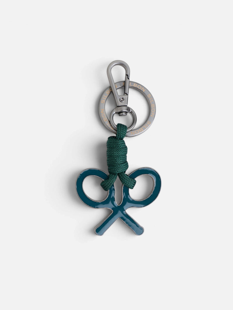 Petroleum green racket rope keychain